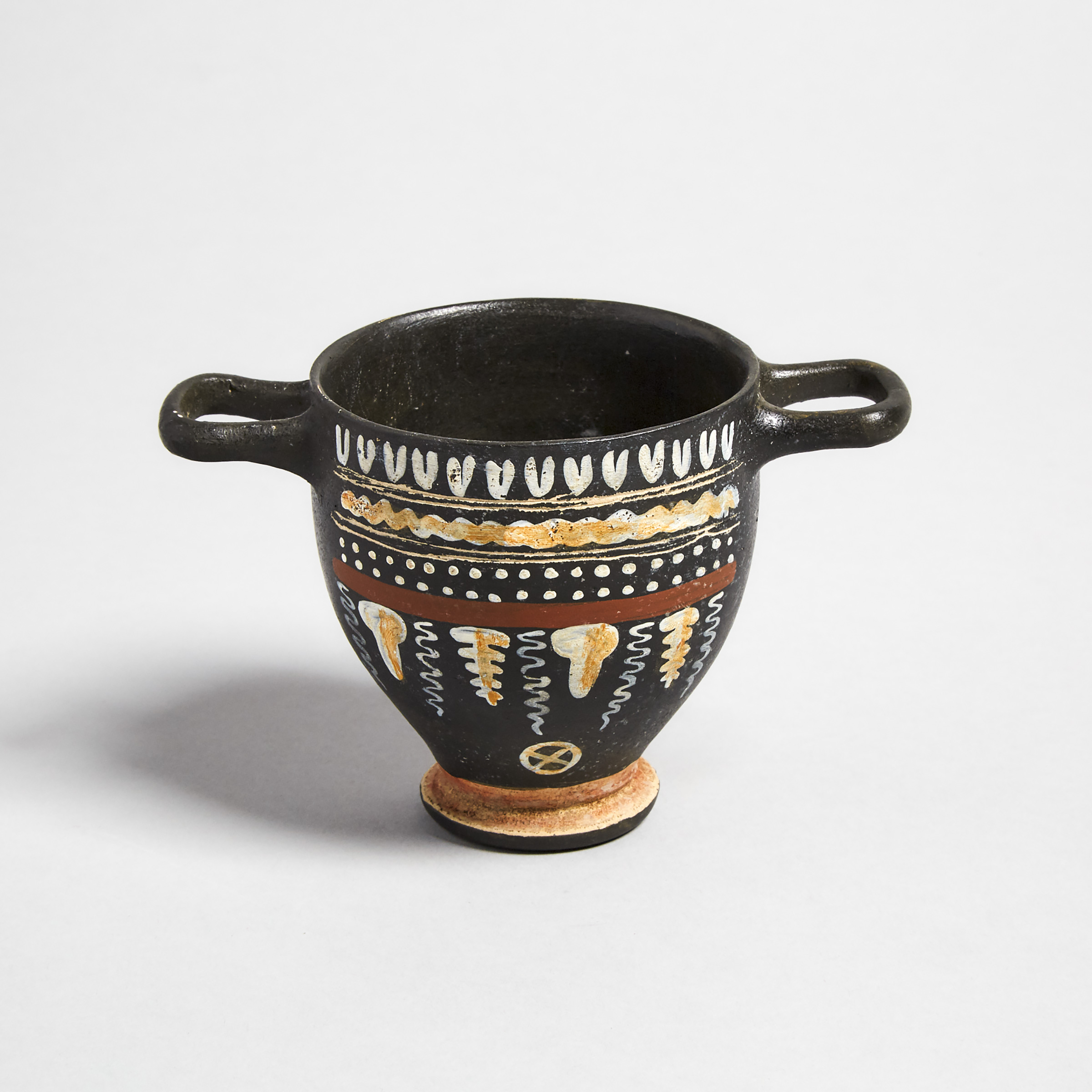 Greek Apulian Gnathian Pottery Skyphos, 4th century B.C.