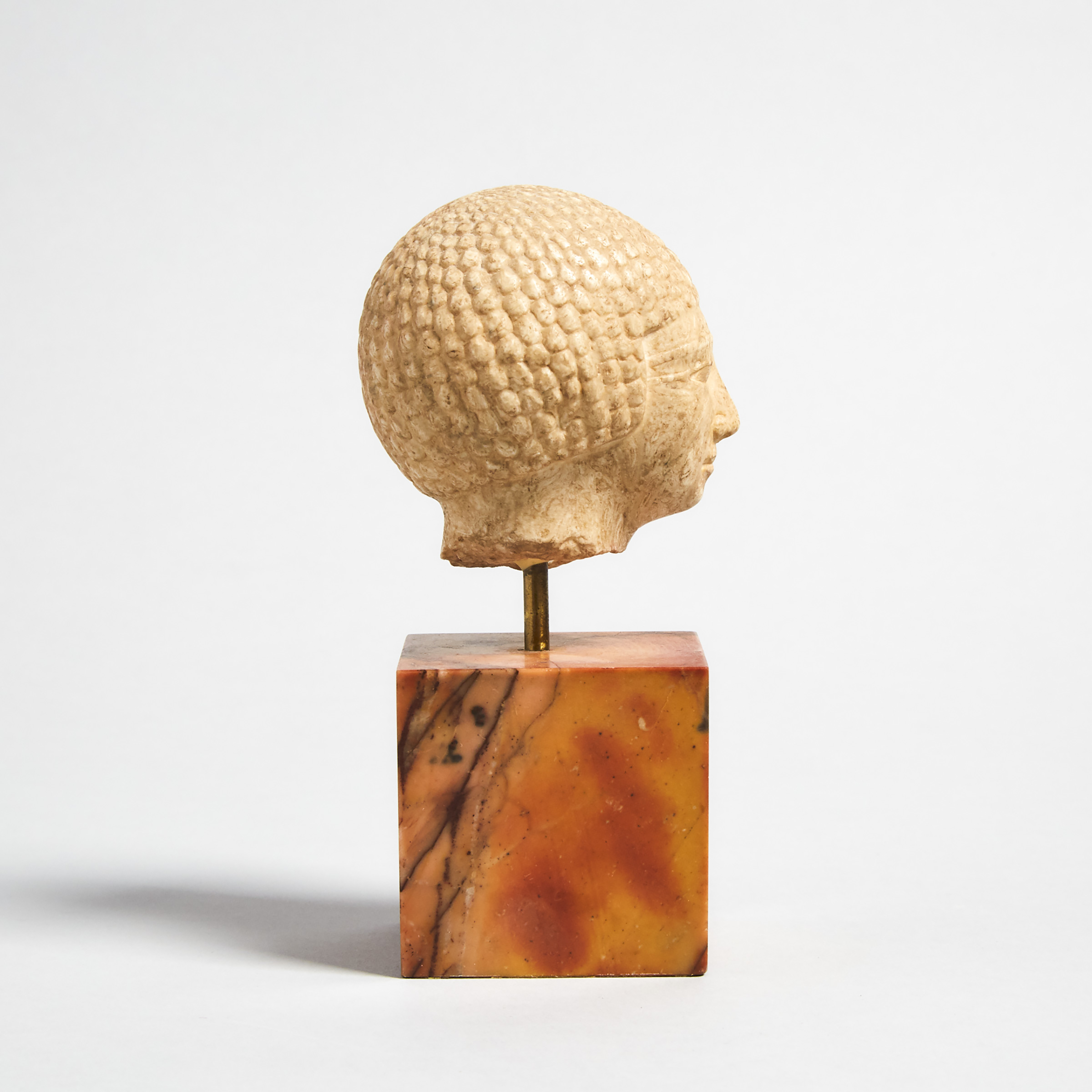 Egyptian Limestone Ka Statue Head of a Young Man, Old Kingdom