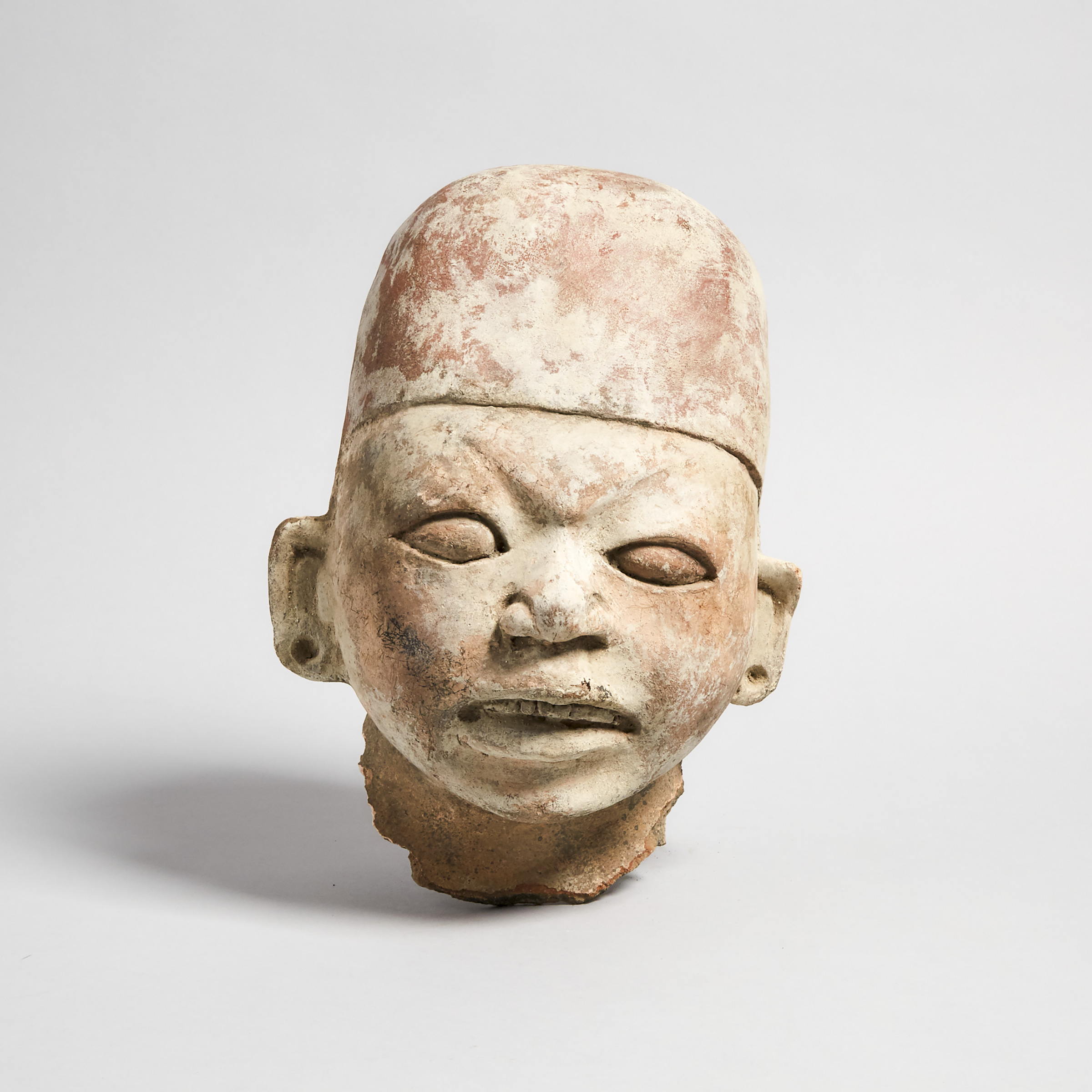 Chinese Painted Terracotta Head Fragment of a Tomb Figure, Qin Dynasty, 221-206 B.C.