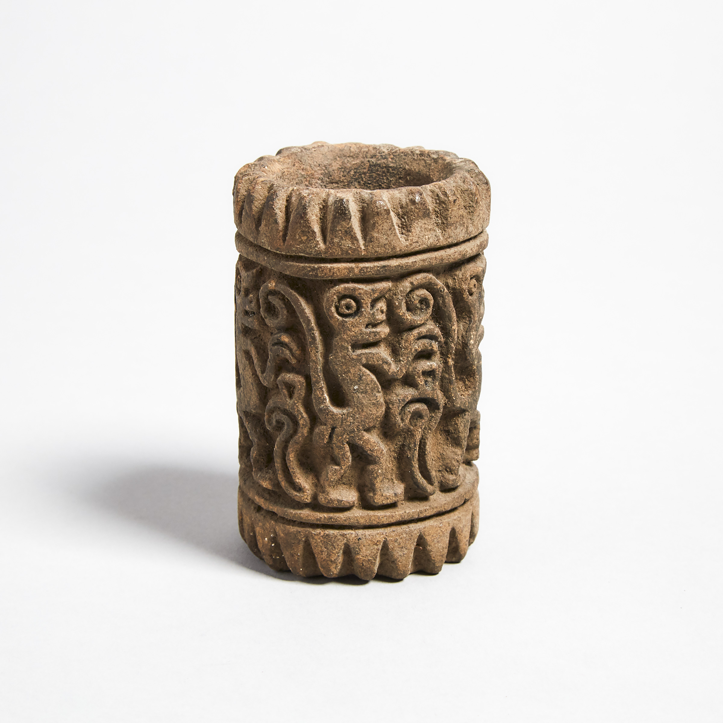 Manteno Pottery Roller Stamp with Monkey Parade, Ecuador 850-1600 A.D.