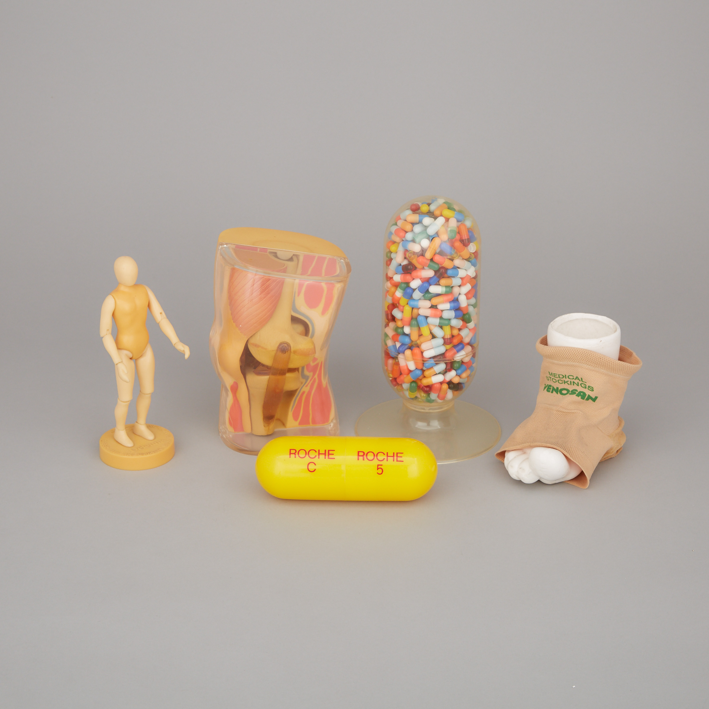 Group of Five Pharmaceutical Promotional Models, mid 20th century 