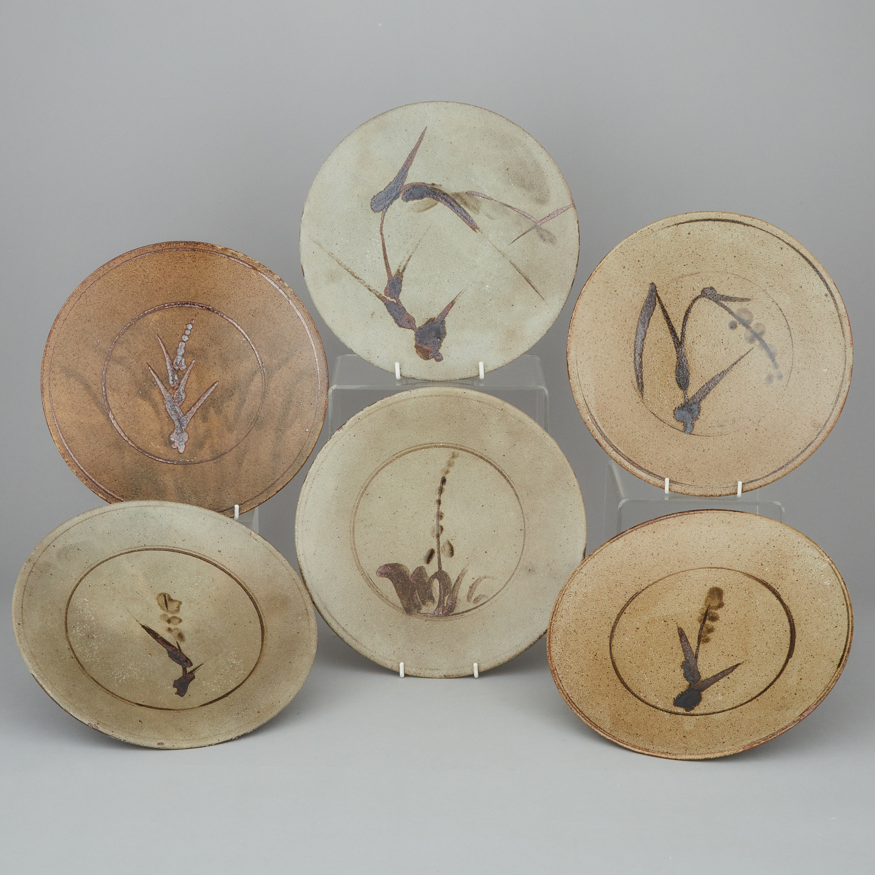 A Set of Six Mashiko-Yaki Plates, Circa 1960