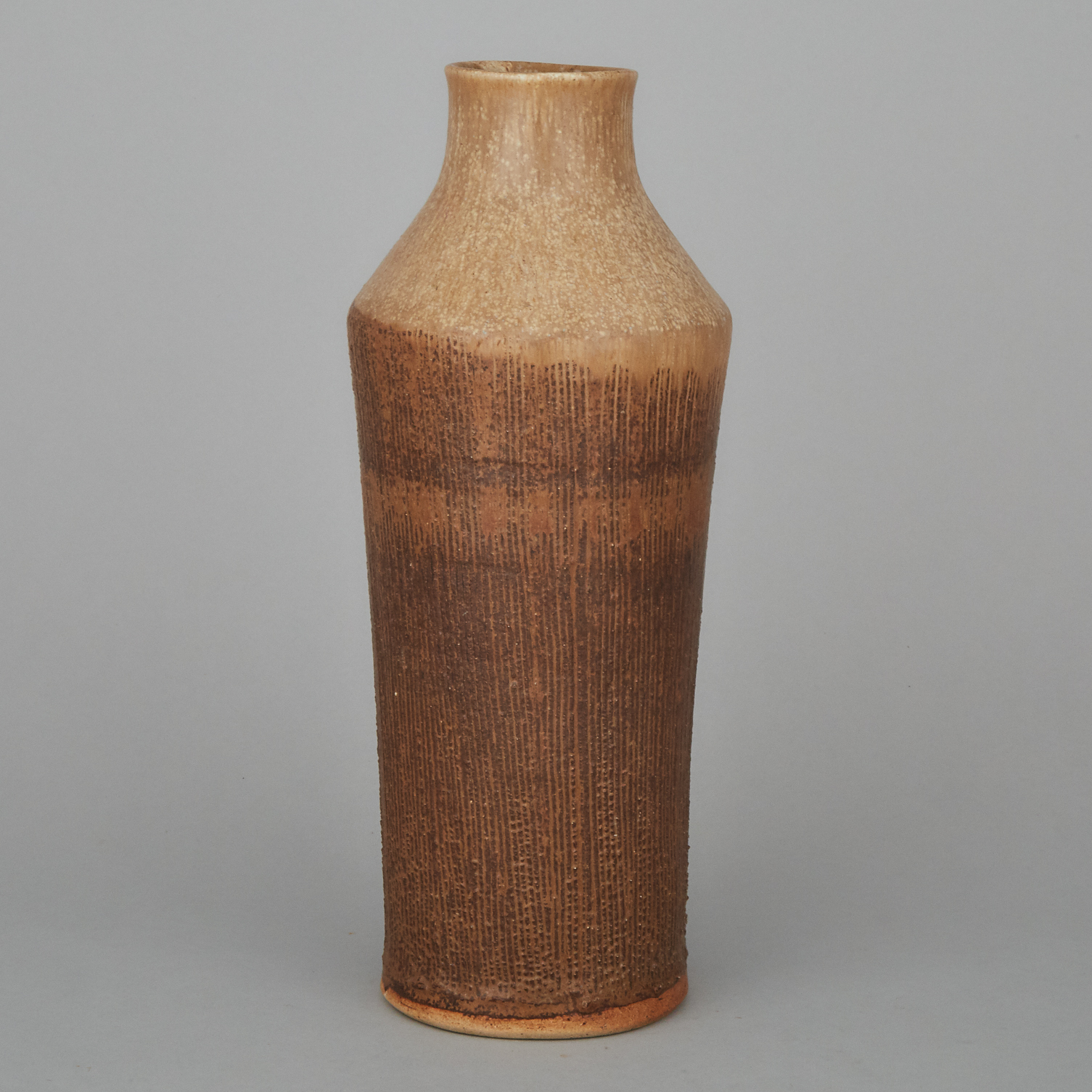 A Tall Mingei Cylindrical Pottery Vase, Circa 1960