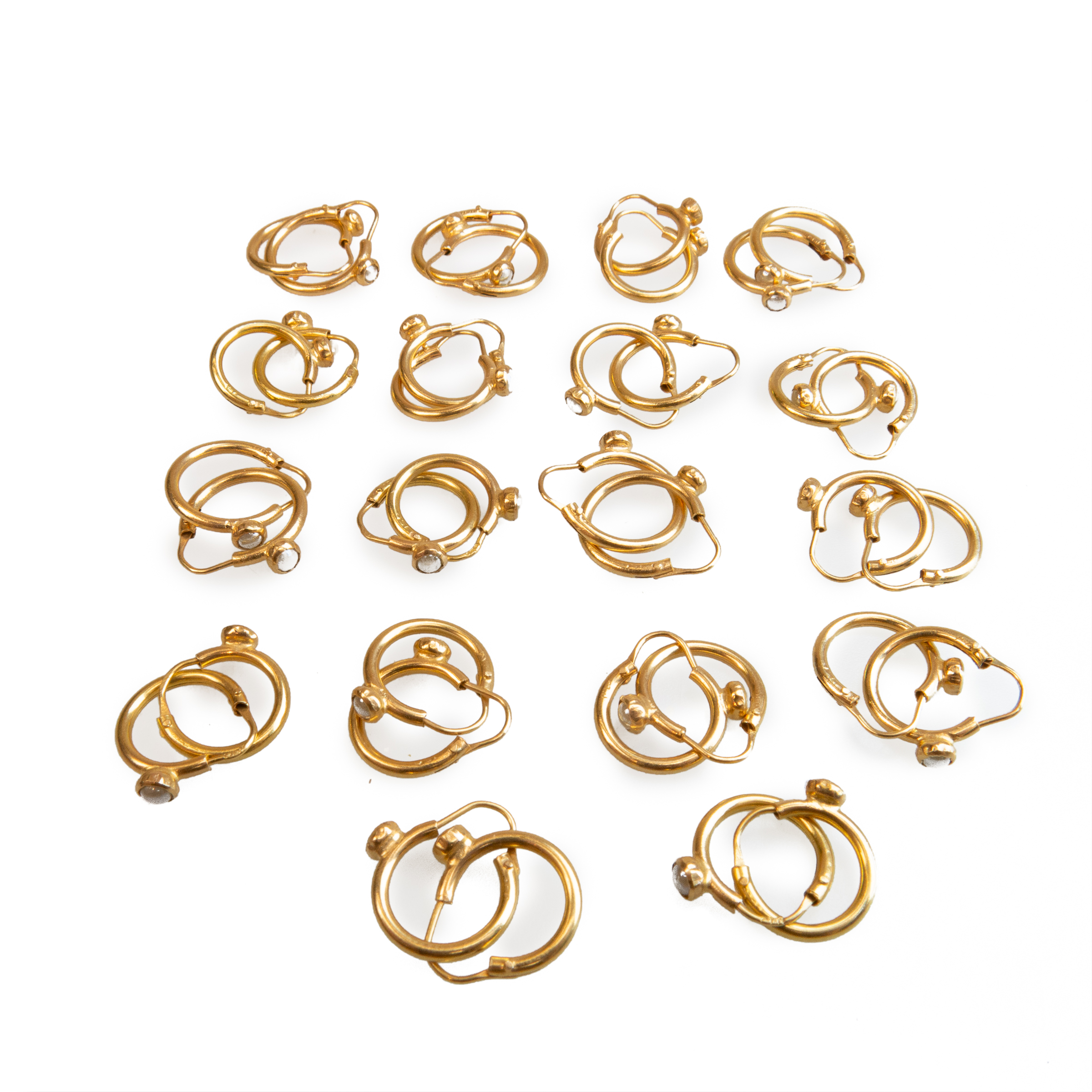 18 x Pairs Of 18k Yellow Gold Hoop Earrings