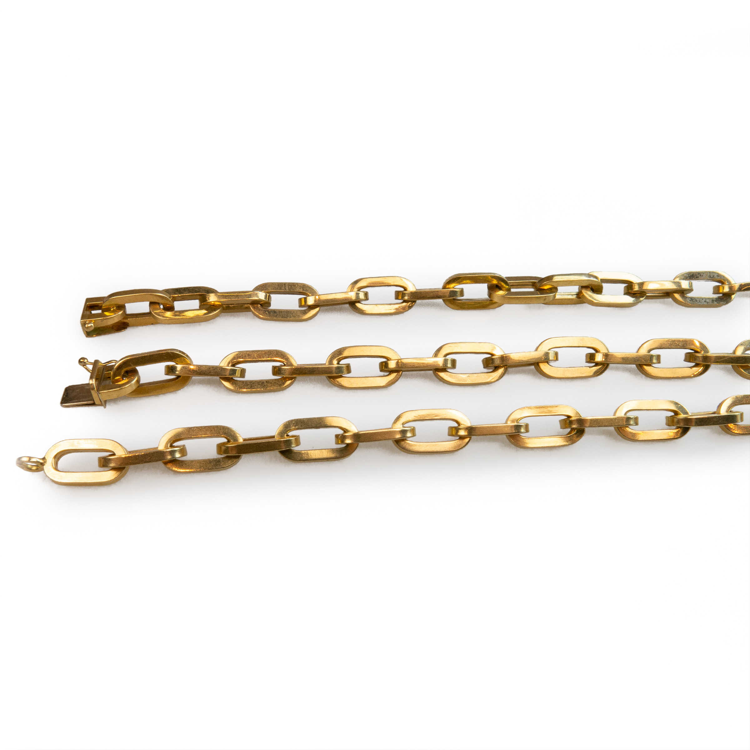 3 x 18k Yellow Gold Oval Link Bracelets