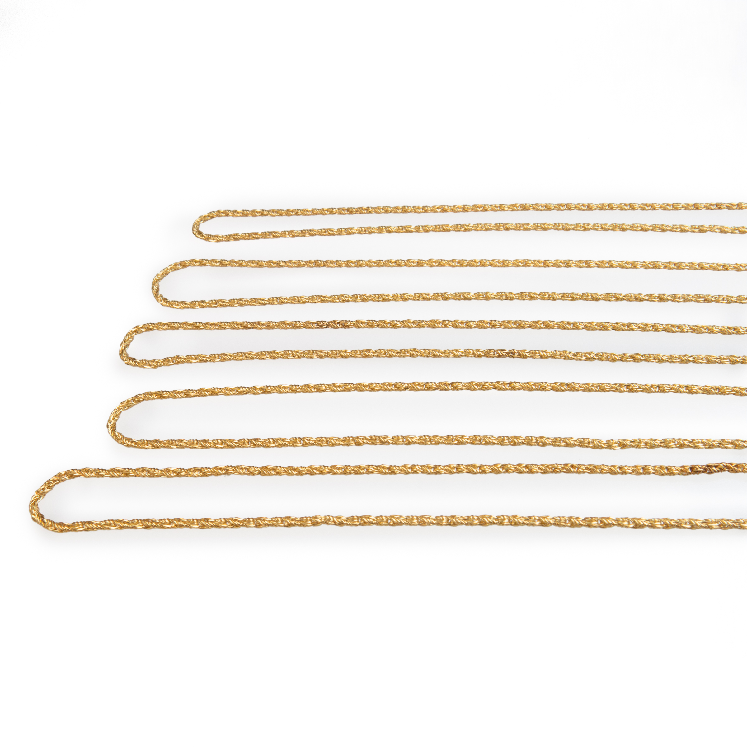 5 x 18k Yellow Gold Rope Necklaces