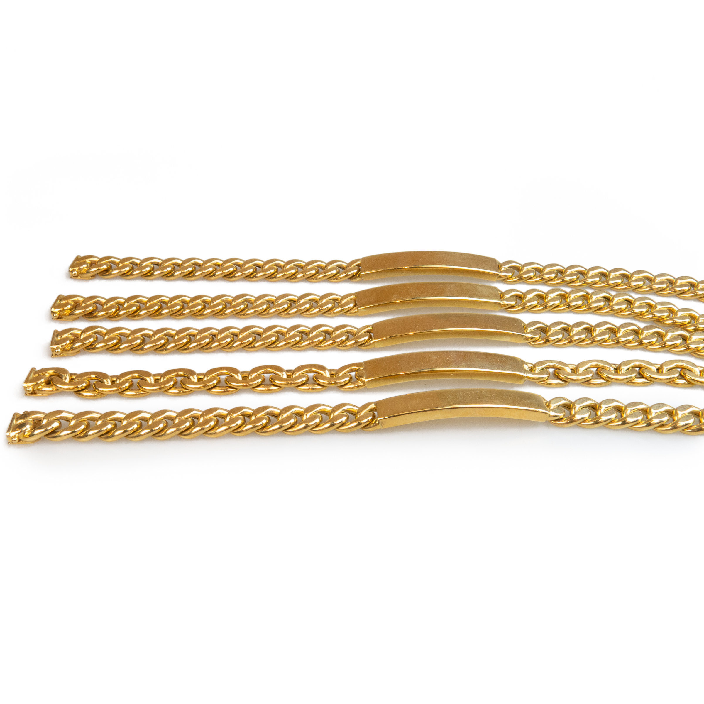 5 x 18k Yellow Gold ID Bracelets