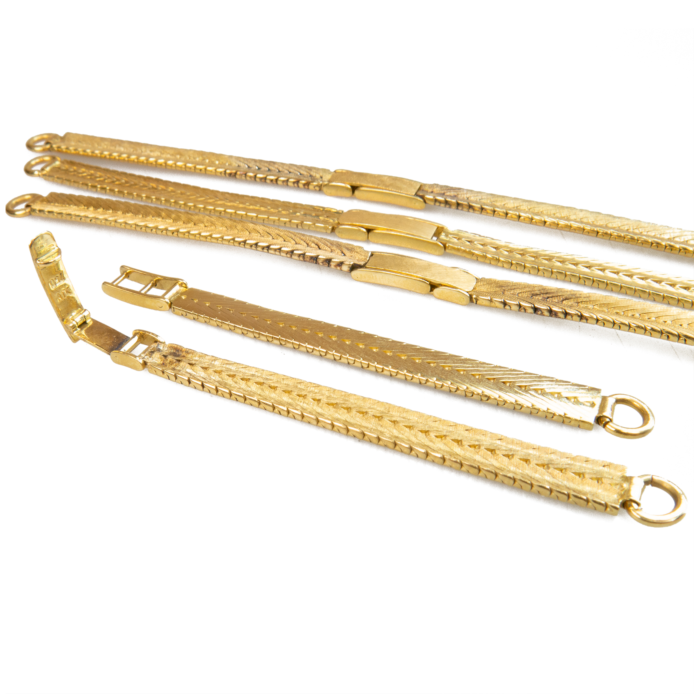 4 x 18k Yellow Gold Ladies Herringbone Watch Straps