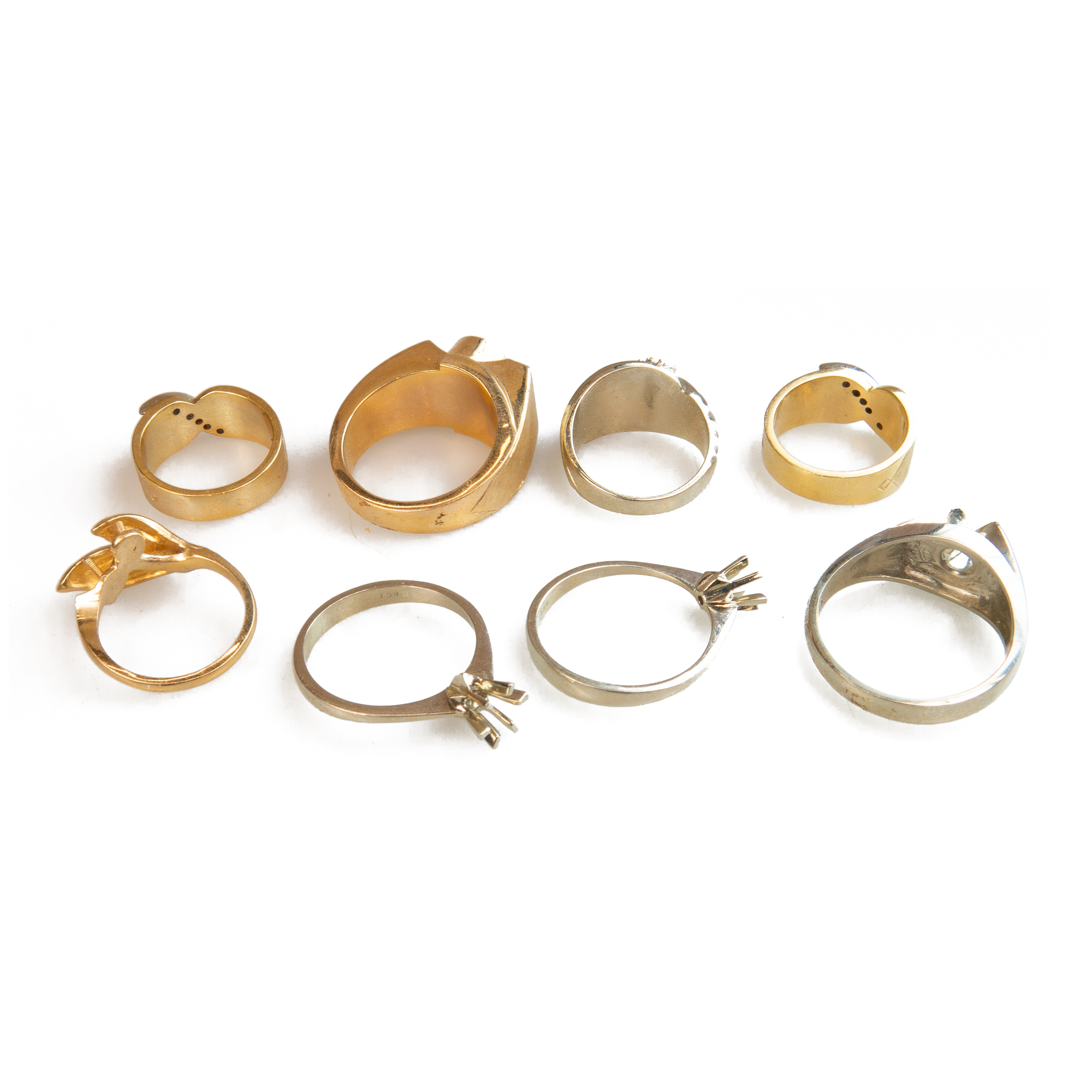 2 x 14k & 6 x 18k Yellow And White Gold Rings Mounts