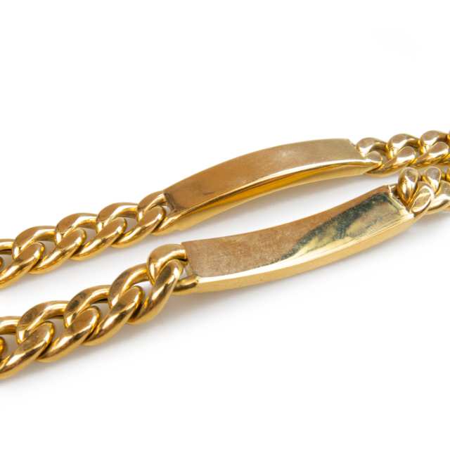 3 x 18k Yellow Gold Curb Link ID Bracelets