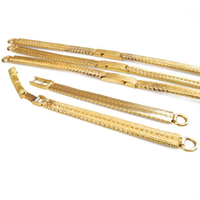 4 x 18k Yellow Gold Ladies Herringbone Watch Straps