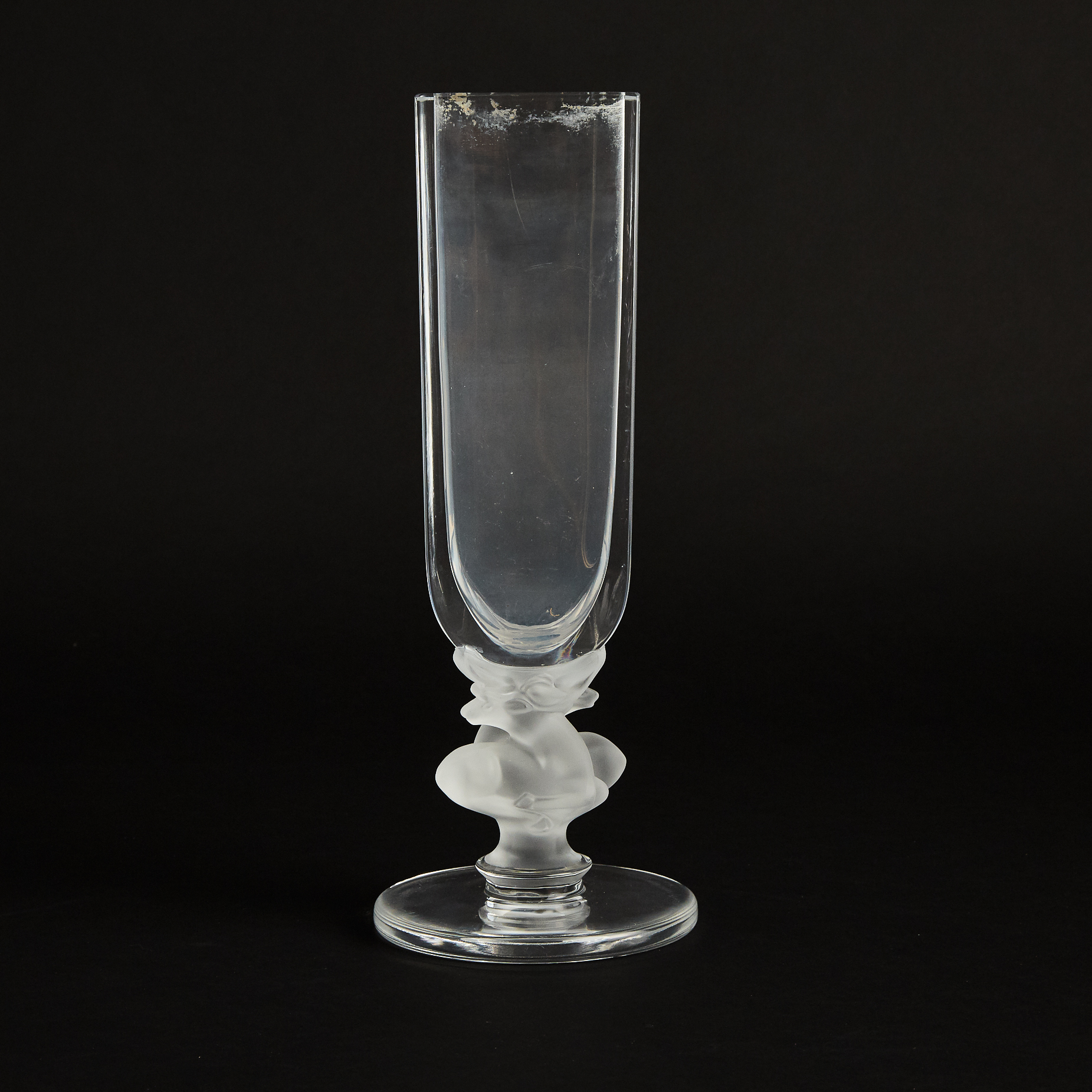 Lalique Moulded and Partly Frosted Glass Vase, post-1945
