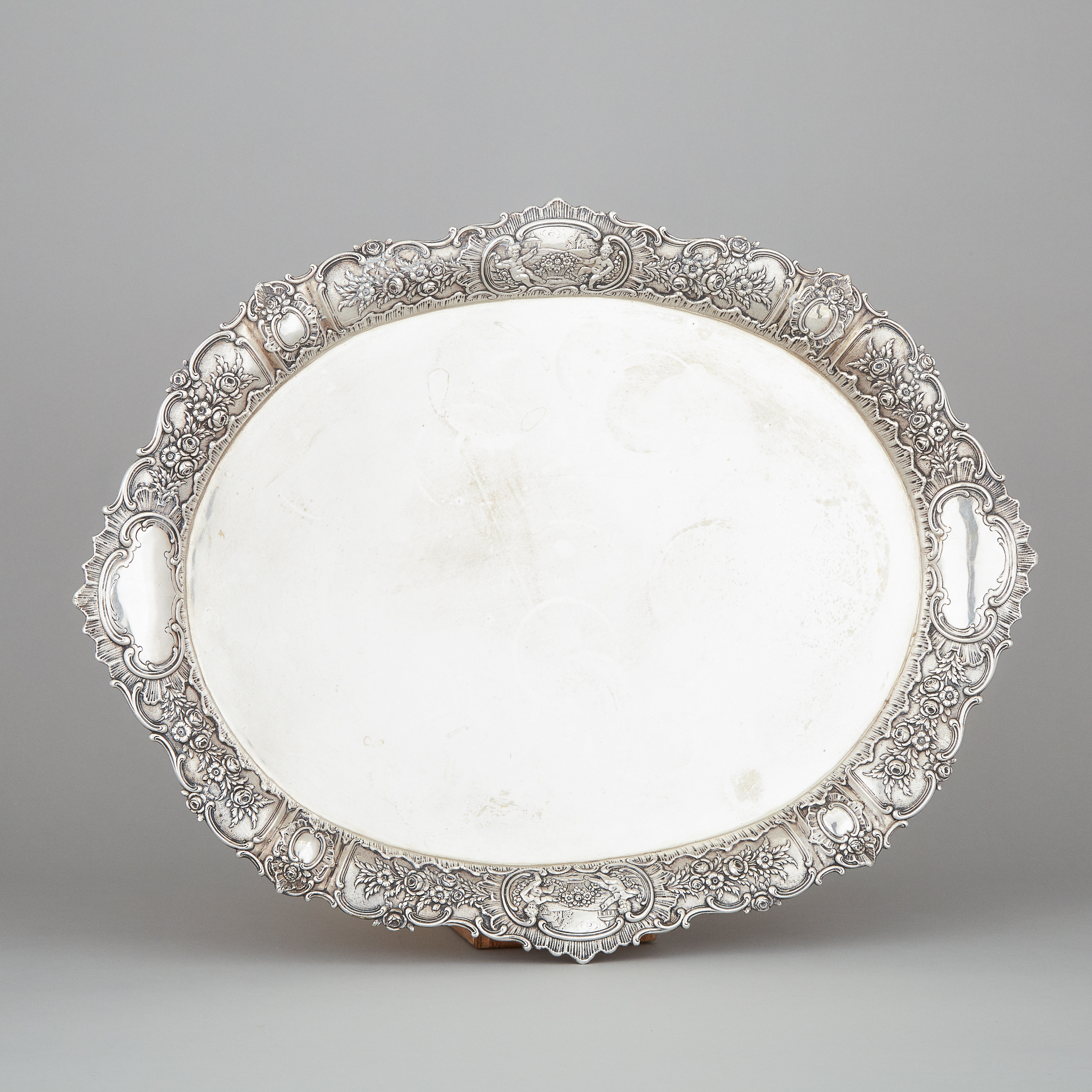 German Silver Oval Serving Tray, early 20th century