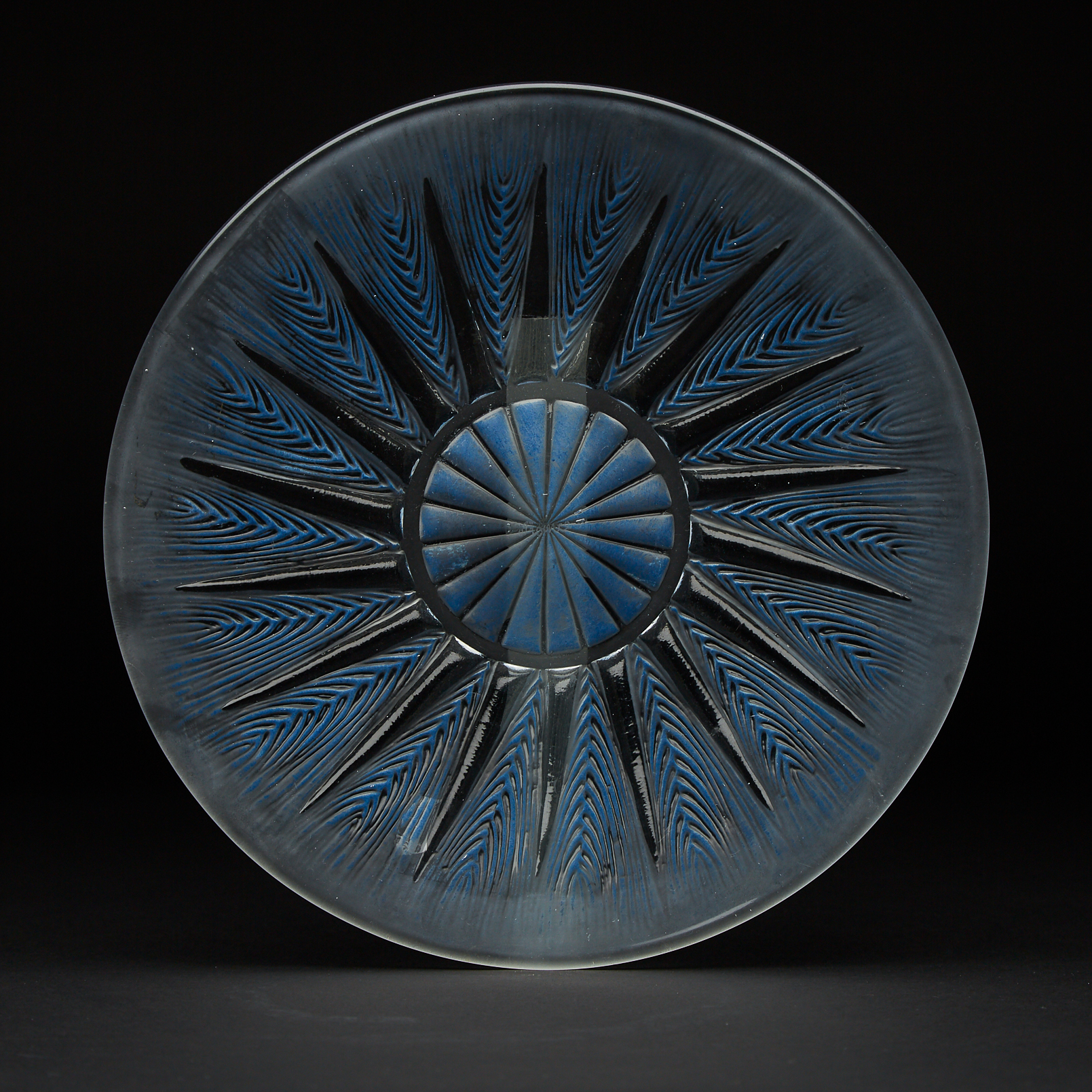 'Epis', Lalique Moulded and Enameled Glass Plate, c.1930