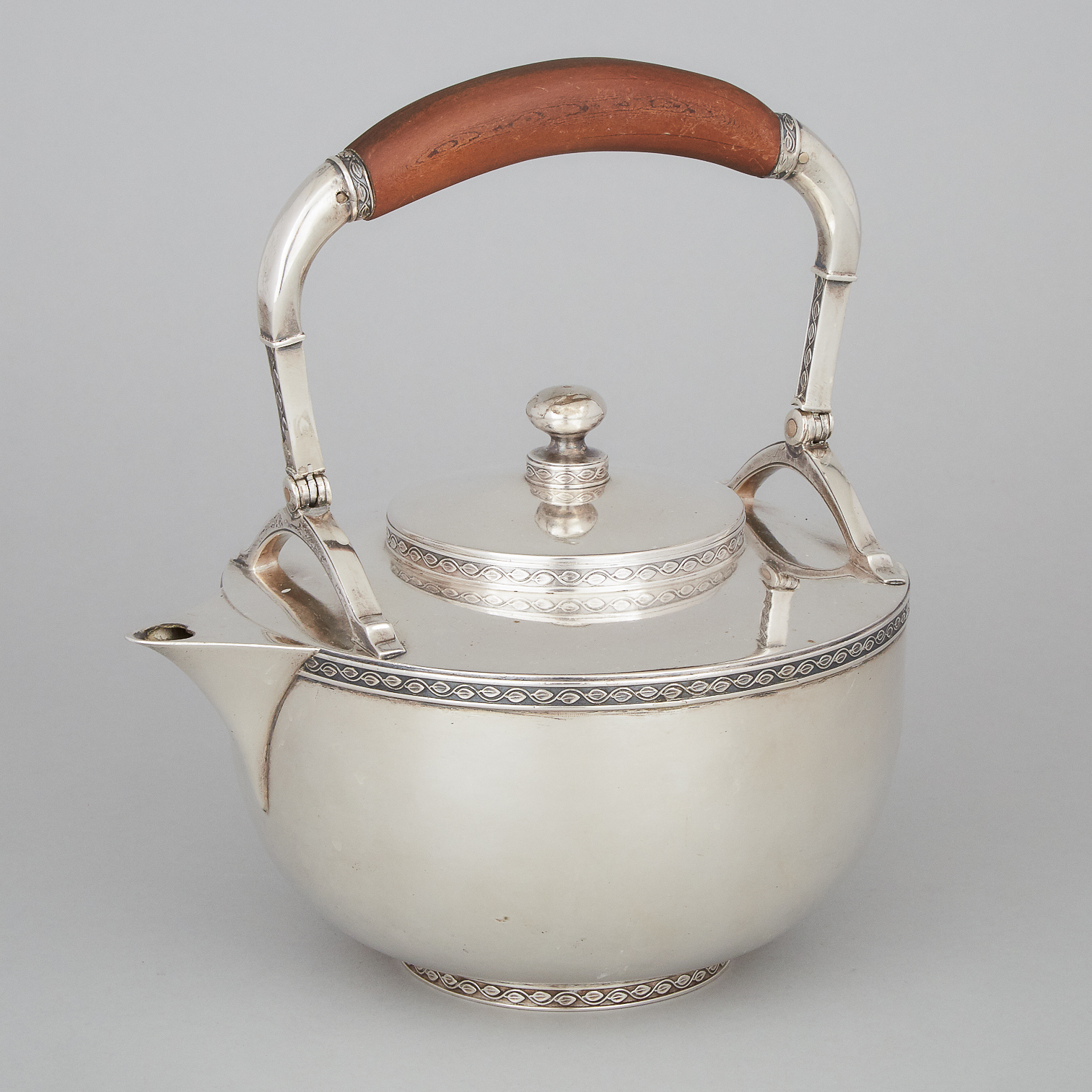 German Silver Tea Kettle, A. Guttentag, Berlin, early 20th century