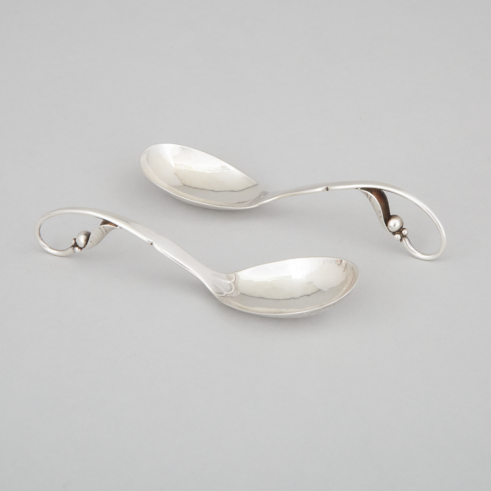 Pair of Danish Silver Sauce Spoons, #26, Georg Jensen, Copenhagen, 1926