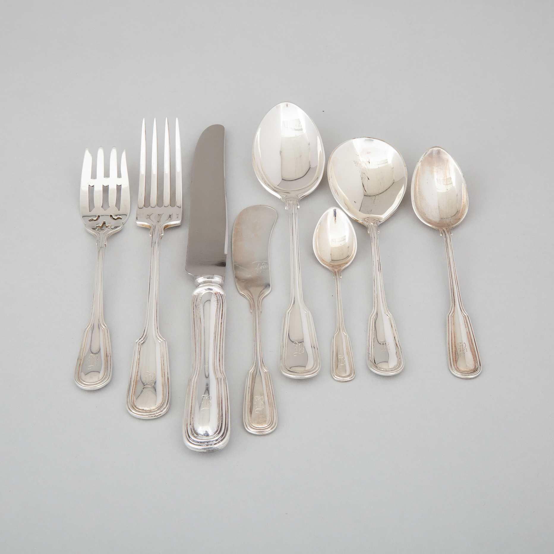 Canadian Silver Fiddle and Thread Pattern Flatware, J.E. Ellis & Co. and Roden Bros., Toronto, Ont., early 20th century