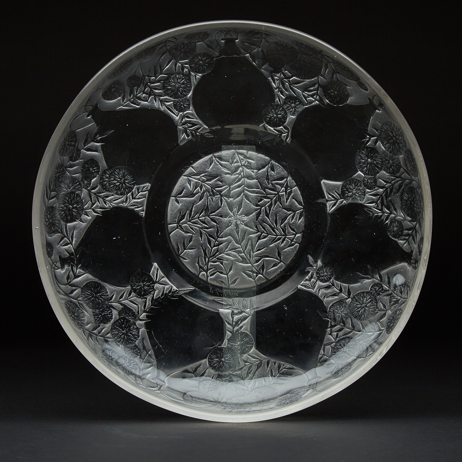 'Vases', Lalique Moulded and Partly Frosted Glass Plate, 1920s