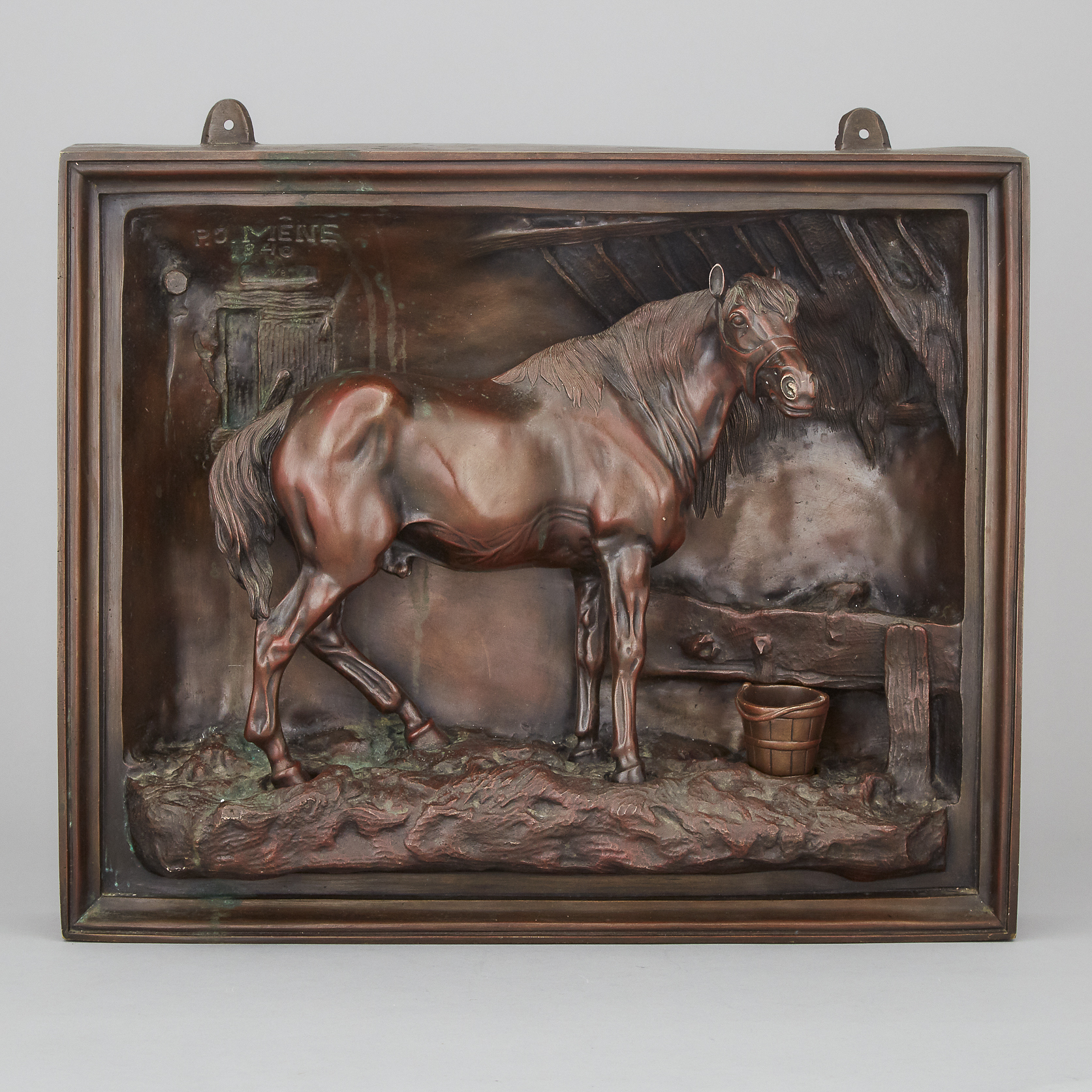 A Bronze Diorama of a Race Horse in a Stable, after Pierre-Jules Mêne (French, 1810-1879)