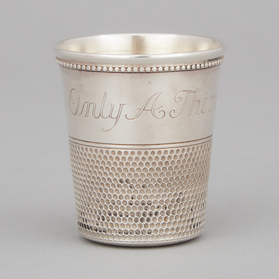 American Silver 'Only a Thimble Full' Measure, Cartier, New York, N.Y., 20th century