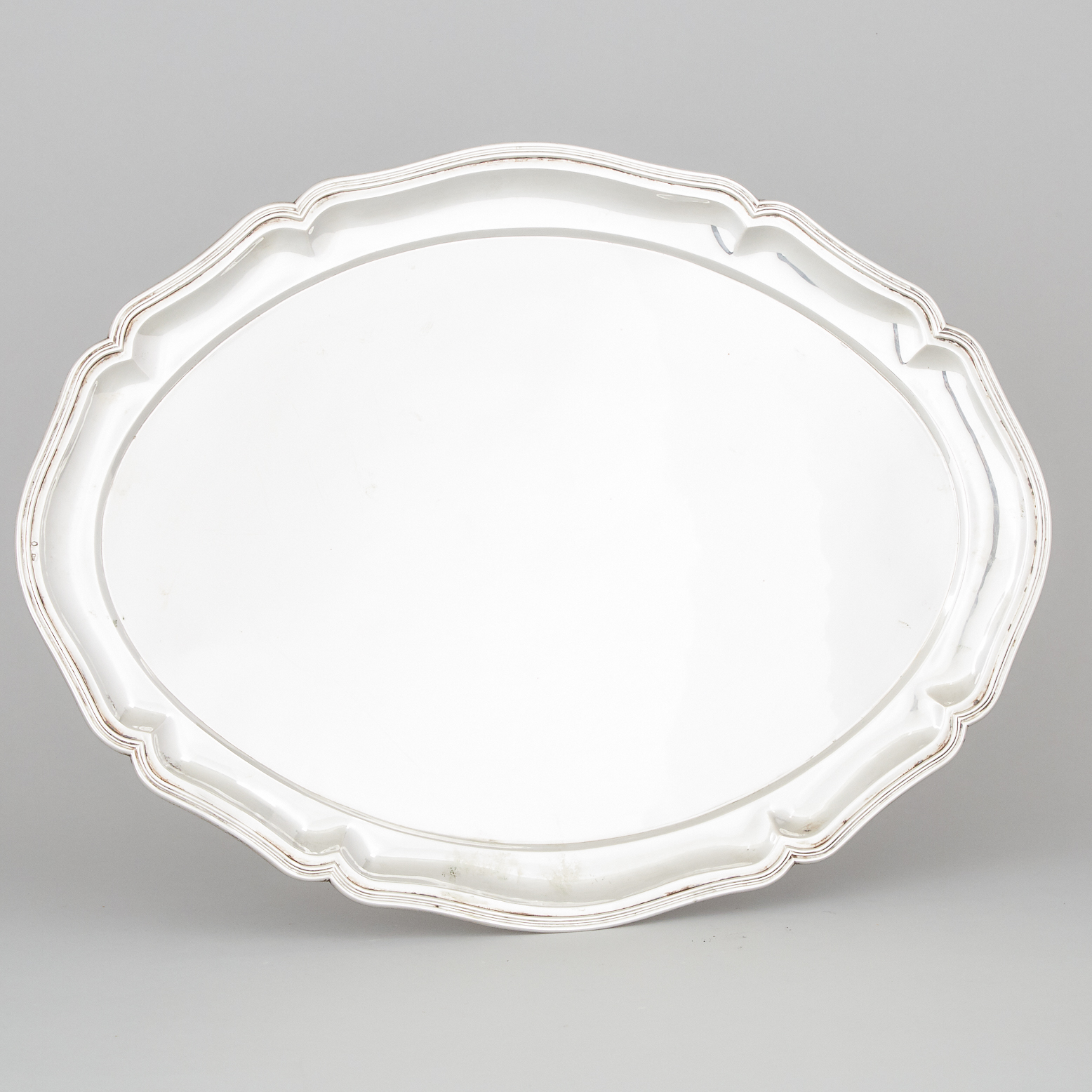 Hungarian Silver Shaped Oval Platter, 20th century