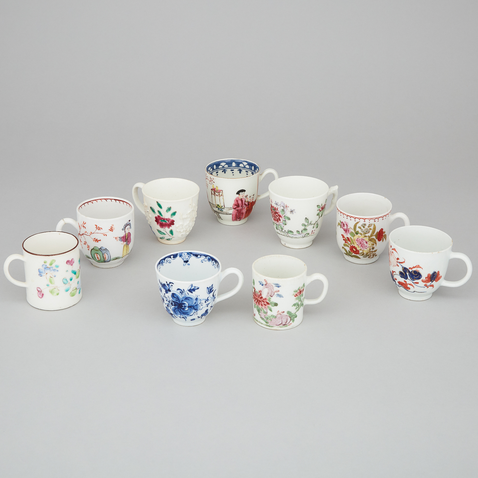 Nine Various Bow Cups, c.1755-65