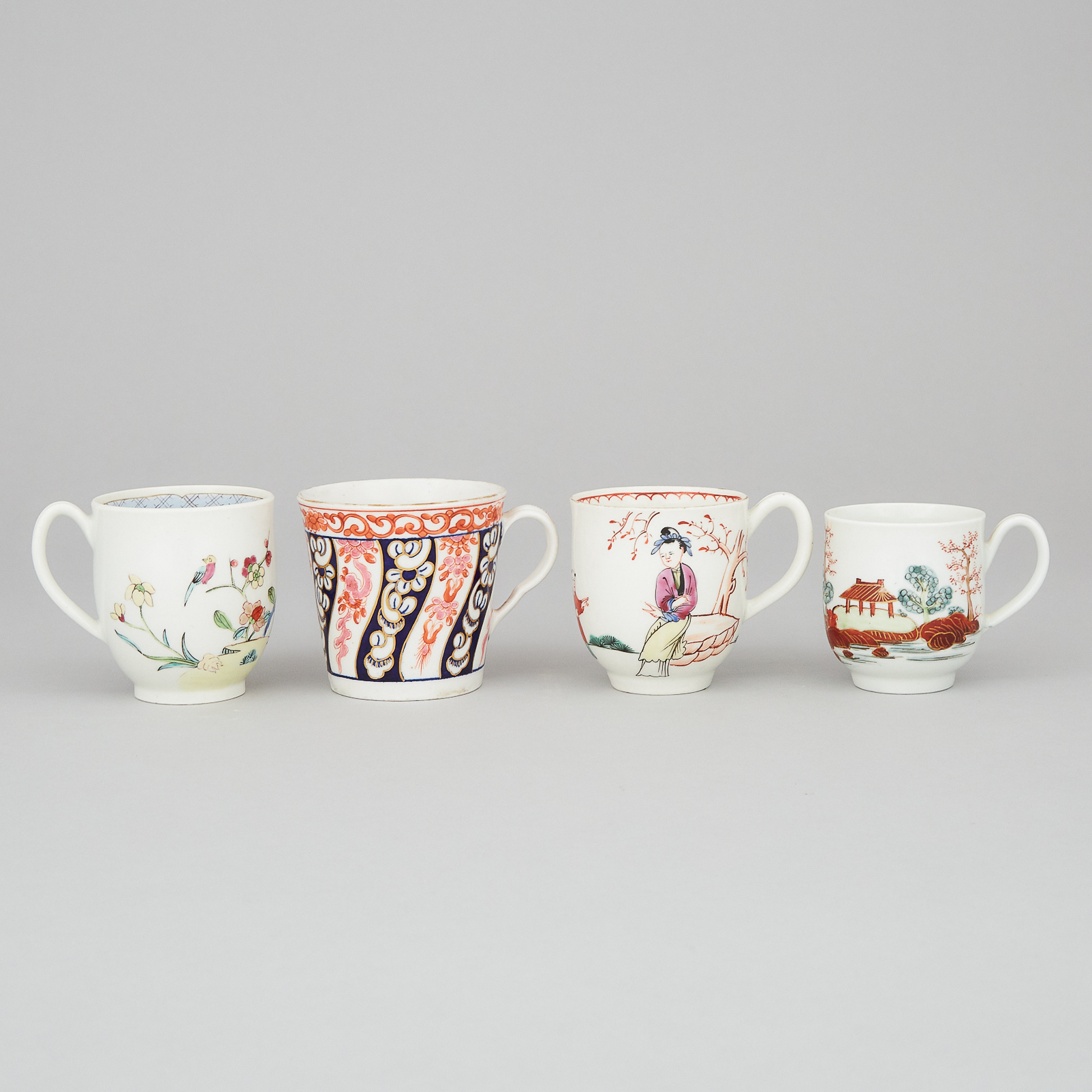 Four Various Worcester Cups, c.1765
