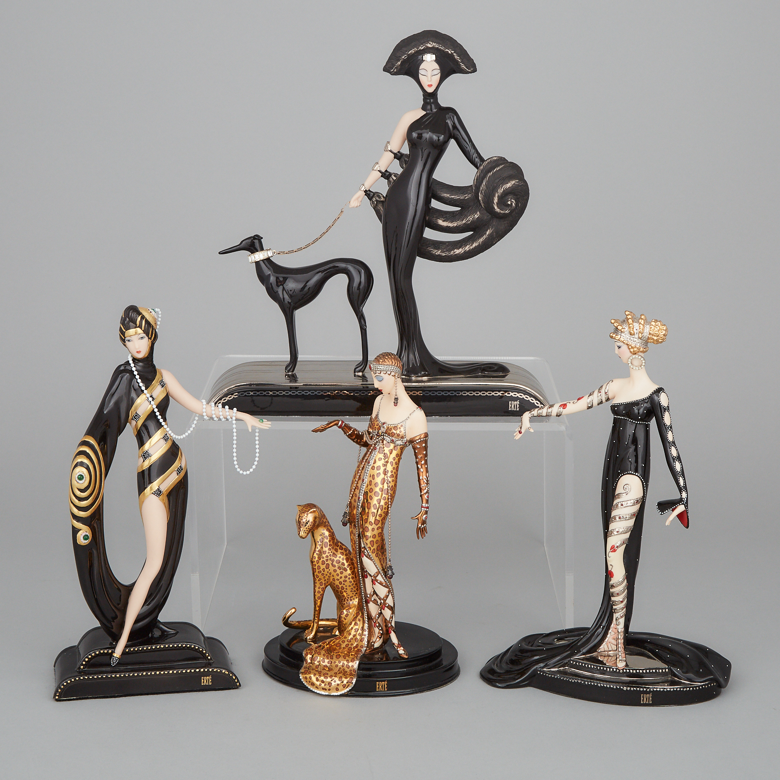 Four House of Erté Porcelain Figures, c.2000