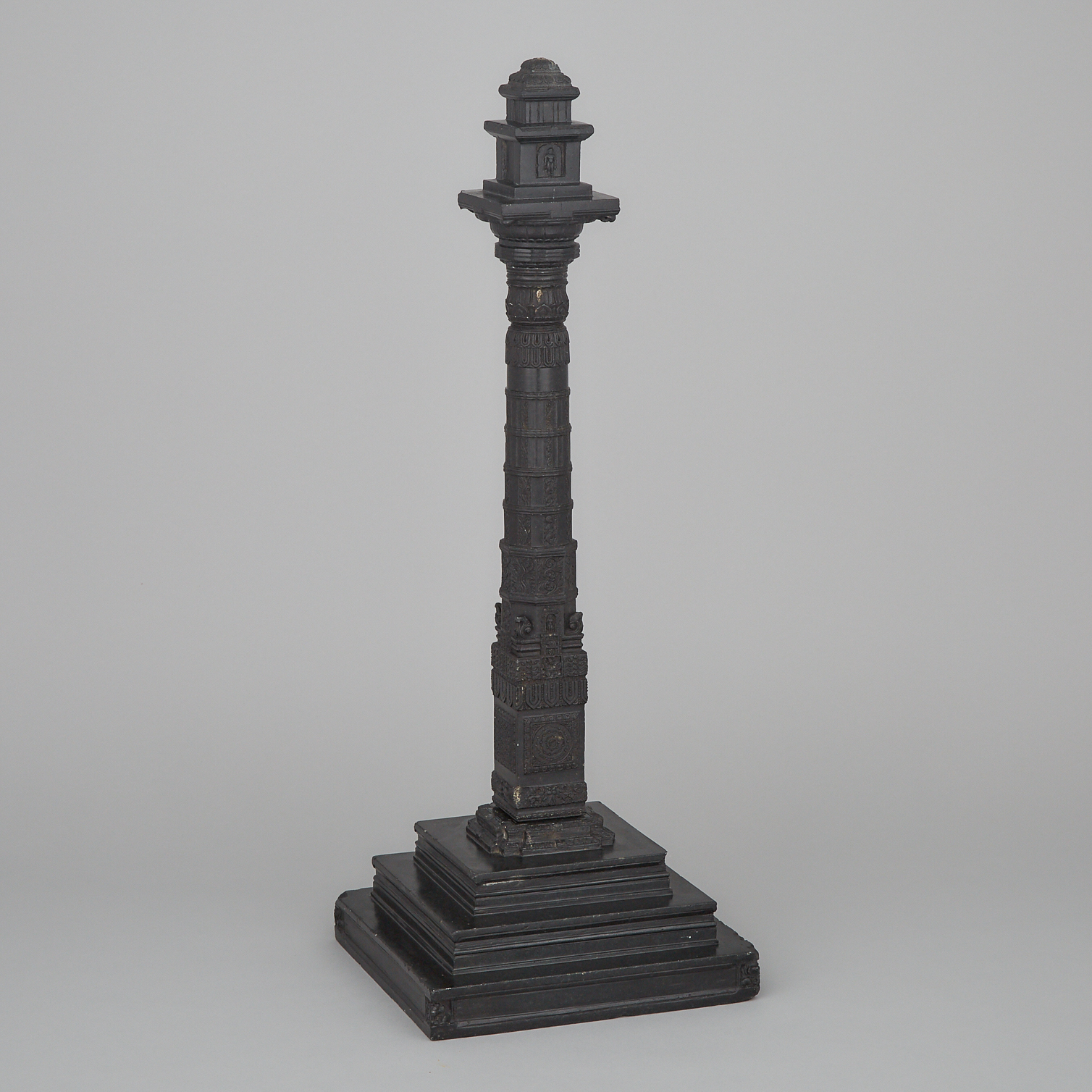Indian Basalt Model of a Column Monument, 19th/early 20th century