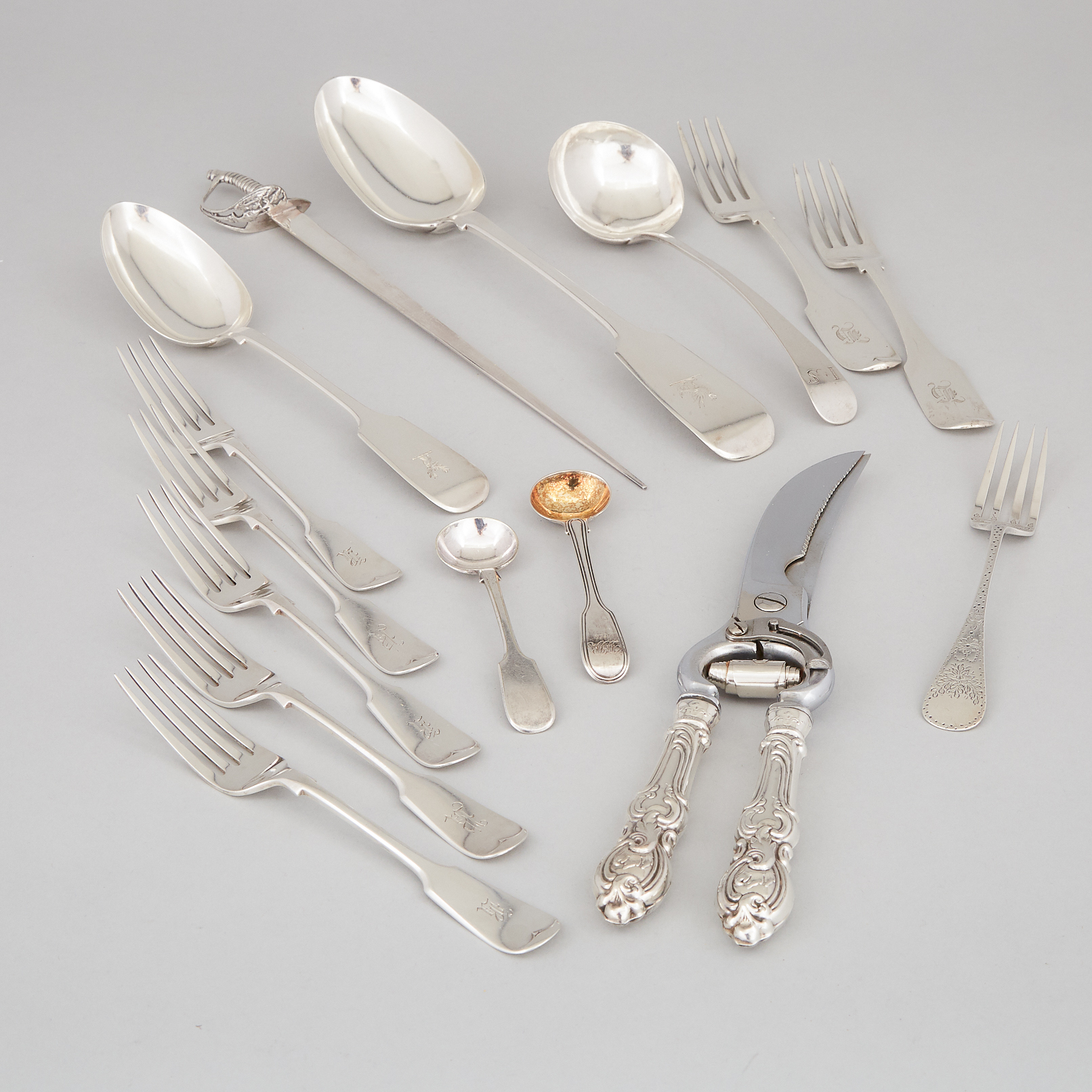 Group of English, Irish and North American Silver Flatware, 19th/20th century