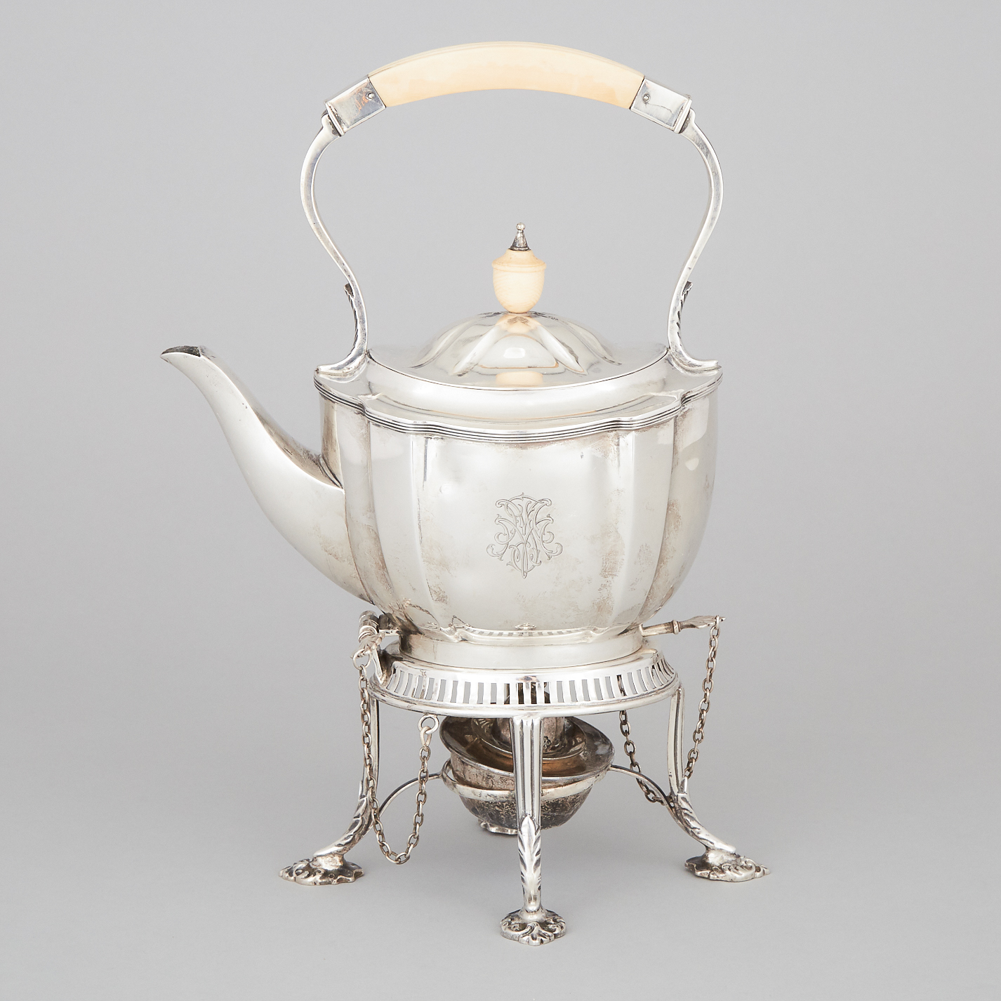 Edwardian Silver Kettle on Lampstand, William Hutton & Sons, London, 1909