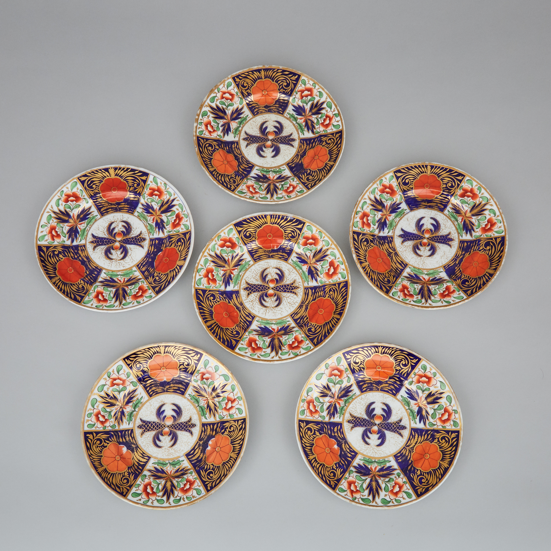 Six Chamberlains Worcester Japan Pattern Plates, c.1816-40