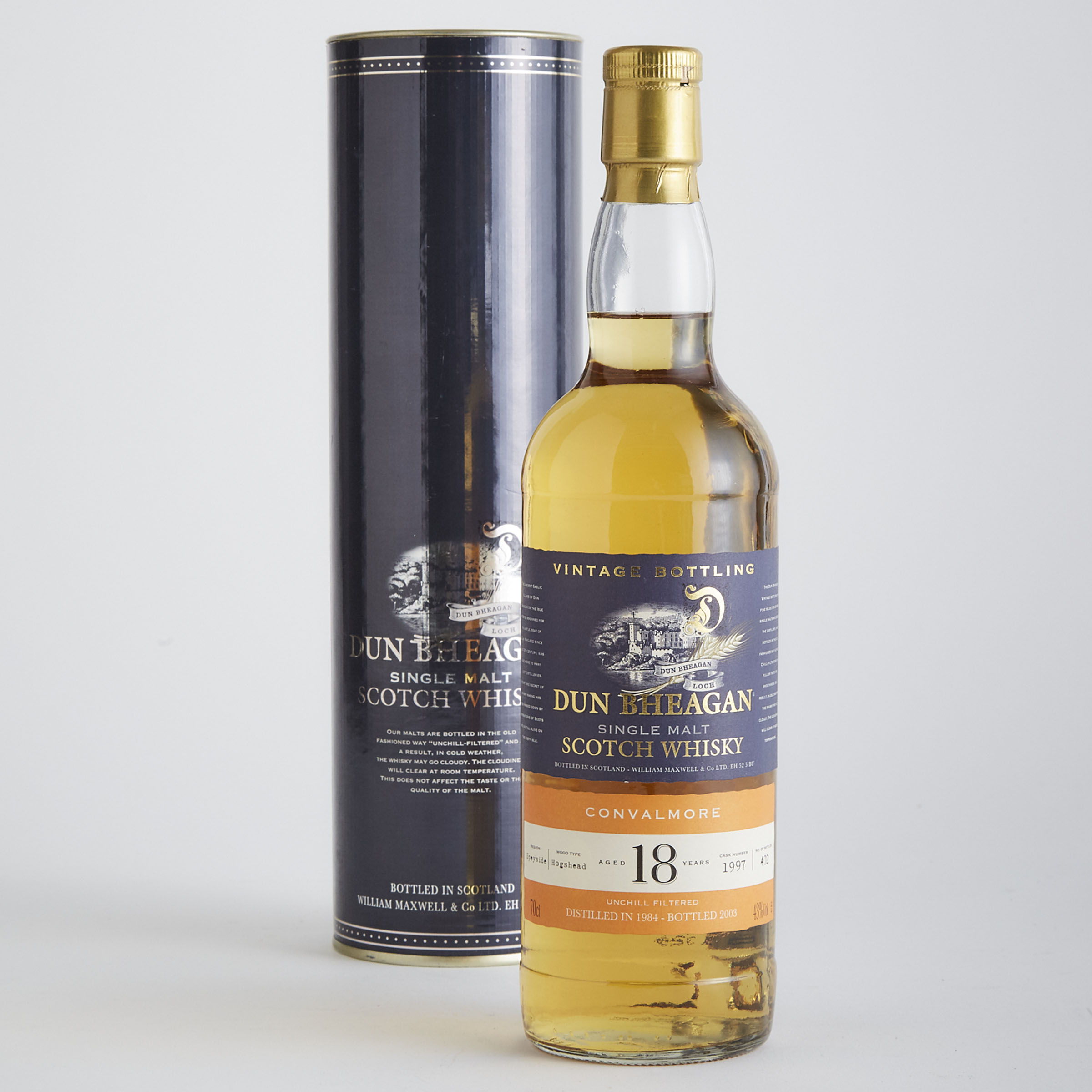 CONVALMORE SINGLE MALT SCOTCH WHISKY 18 YEARS (ONE 70 CL)