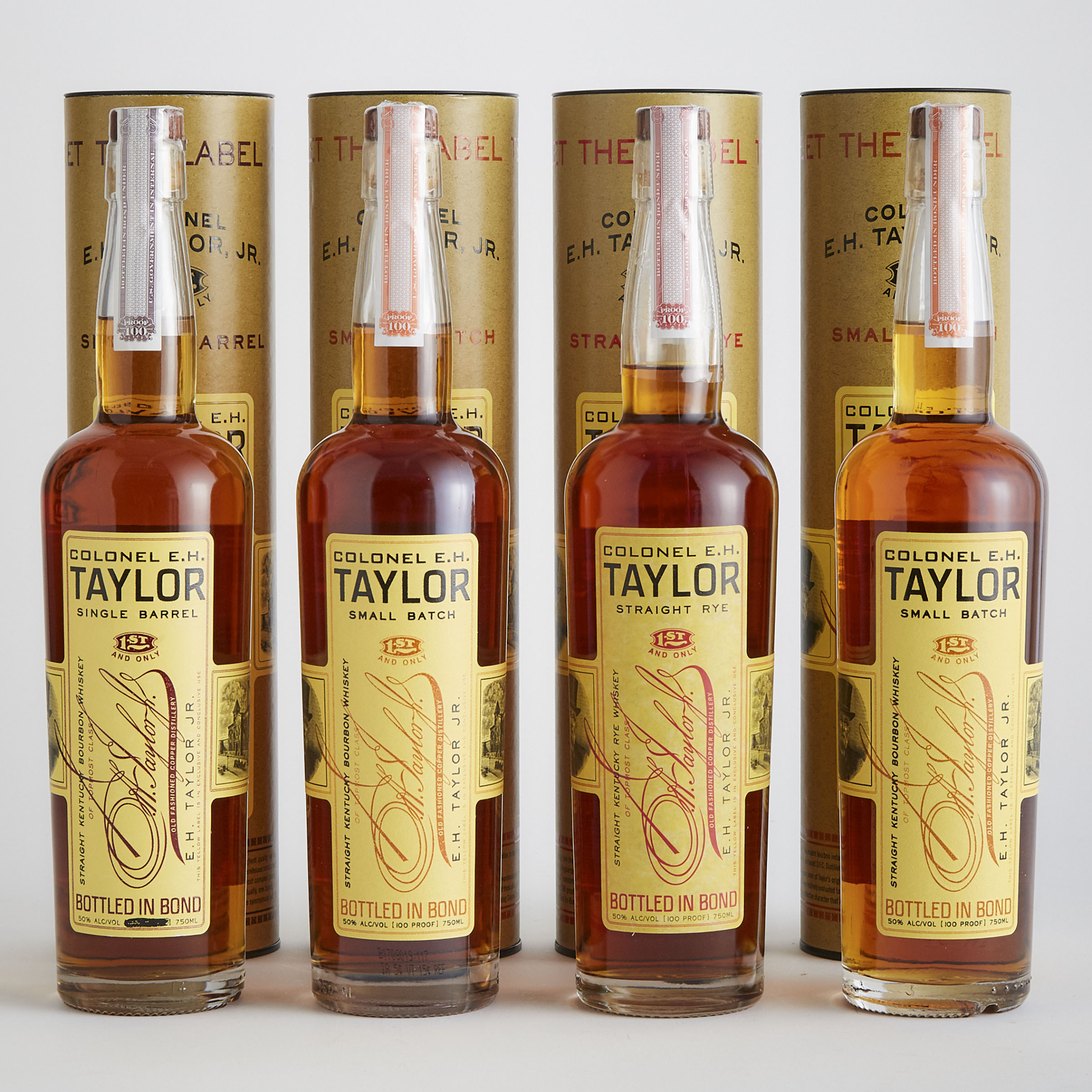 COLONEL E.H. TAYLOR JR. SINGLE BARREL STRAIGHT KENTUCKY BOURBON WHISKEY (ONE 750 ML)
COLONEL E.H. TAYLOR JR. SMALL BATCH STRAIGHT KENTUCKY BOURBON WHISKEY (TWO 750 ML)
COLONEL E.H. TAYLOR JR. STRAIGHT KENTUCKY RYE WHISKEY (ONE 750 ML)
