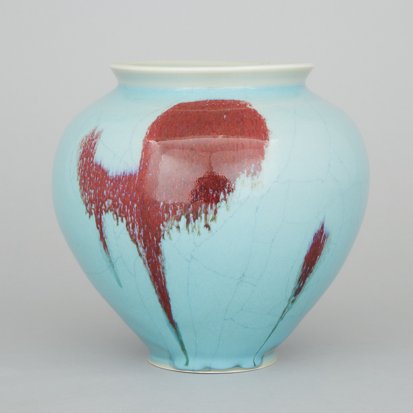 Harlan House (Canadian, b.1943), Celadon and Oxblood Glazed Vase, 1992
