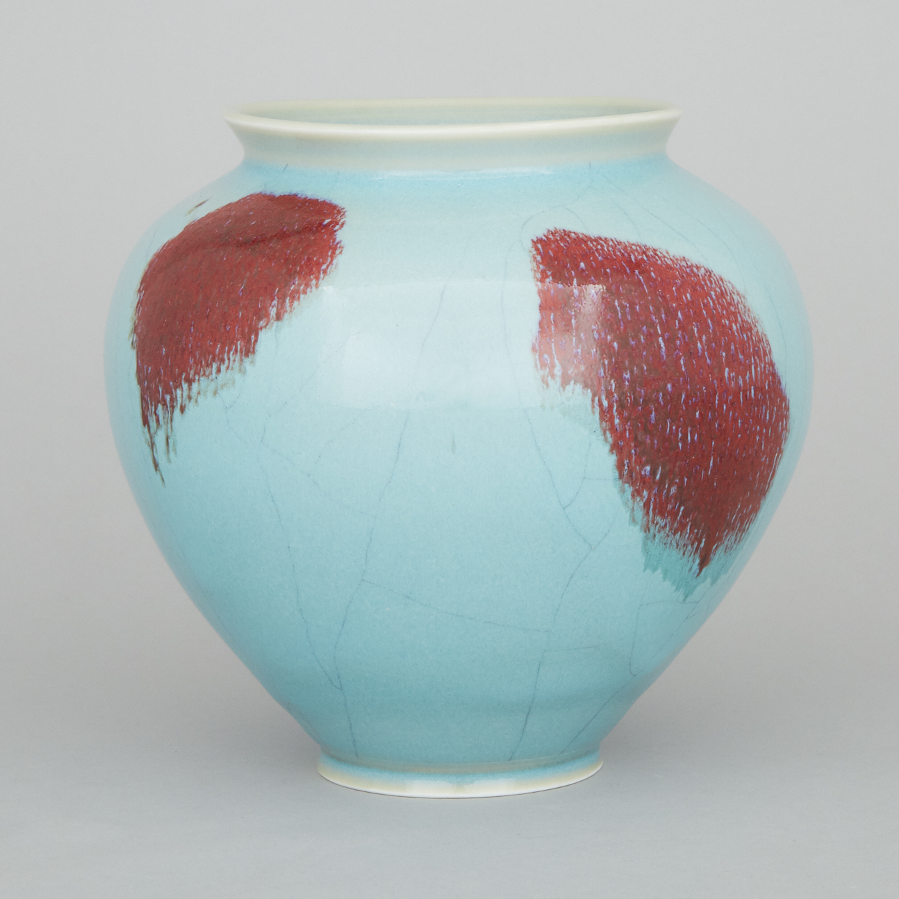 Harlan House (Canadian, b.1943), Celadon and Oxblood Glazed Vase, 1992