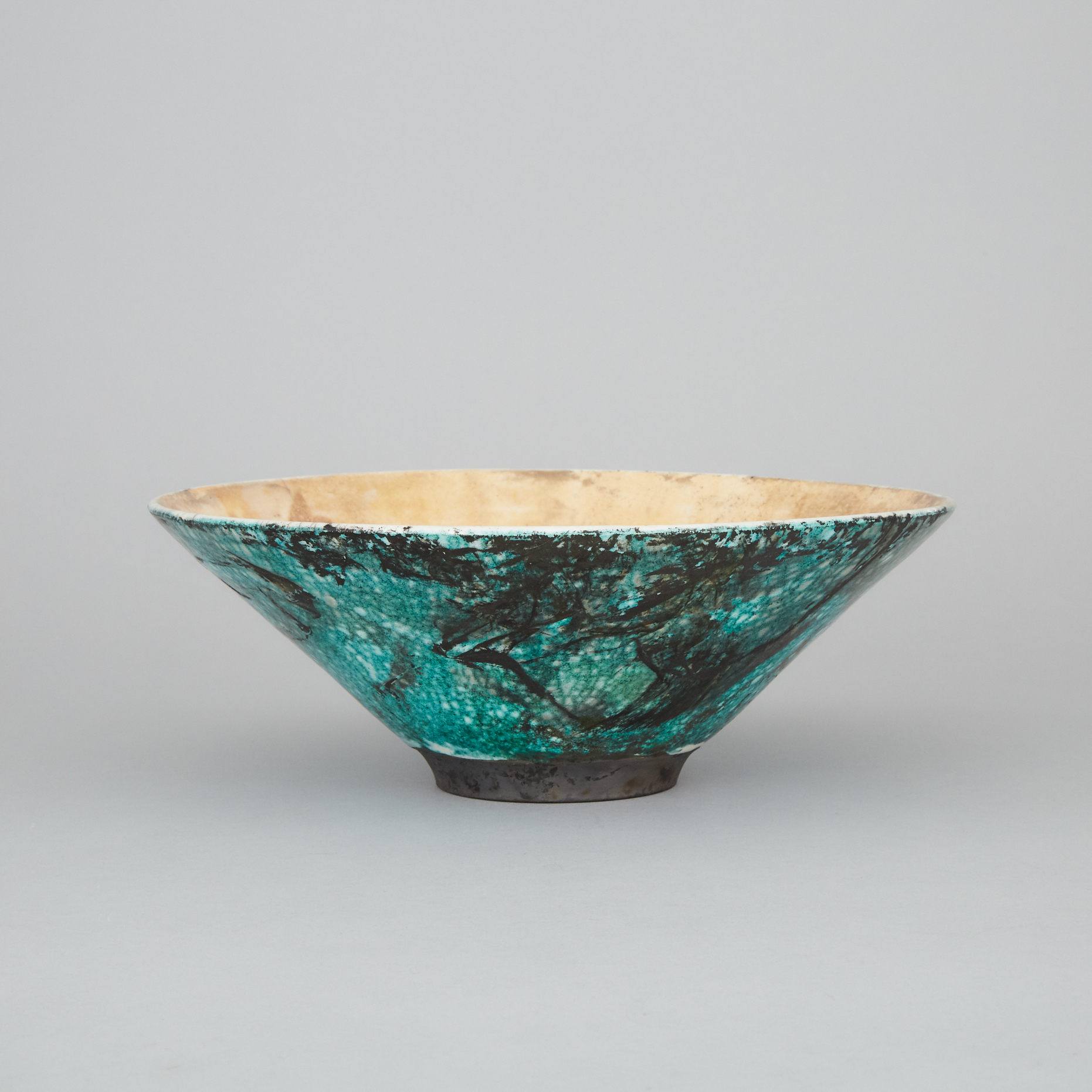 Susan Wintrop (Canadian, b.1953), Gold and Green Glazed Raku Bowl, c.1994