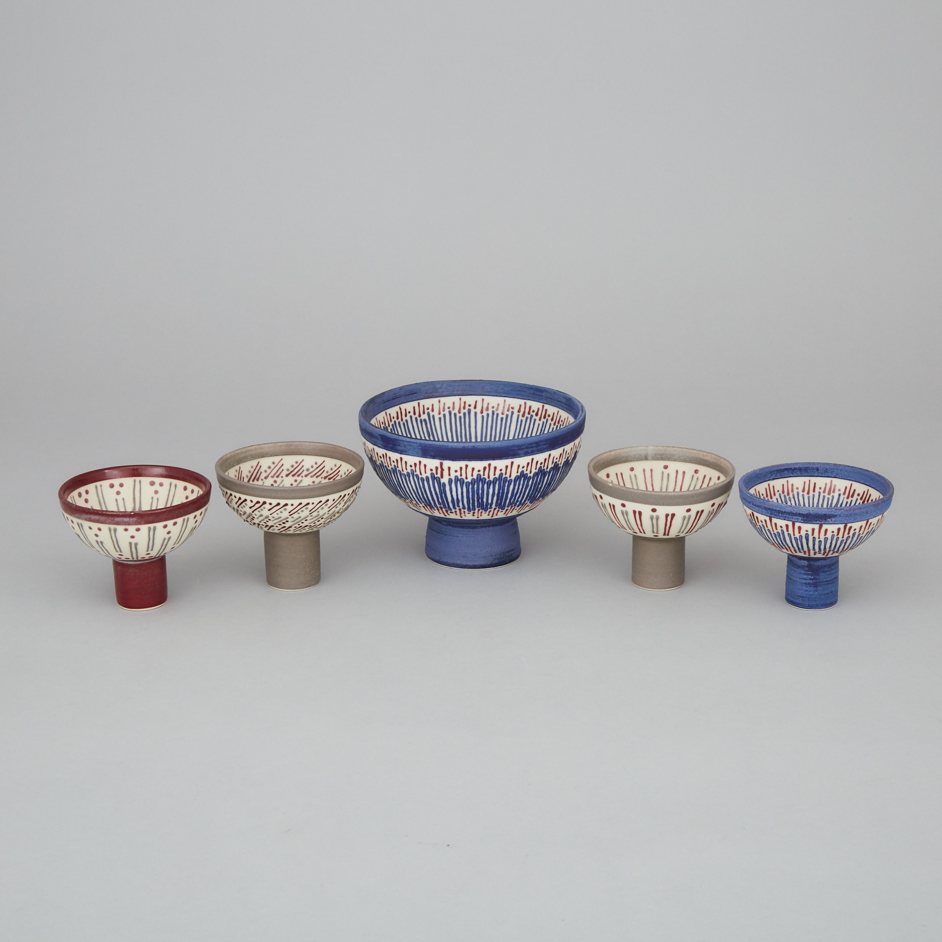 Alexandra McCurdy (Canadian, b.1944), Five Porcelain Bowls, c.1990
