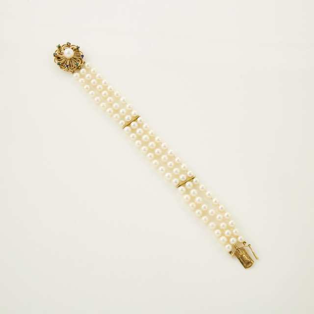 Triple Strand Cultured Pearl Bracelet 