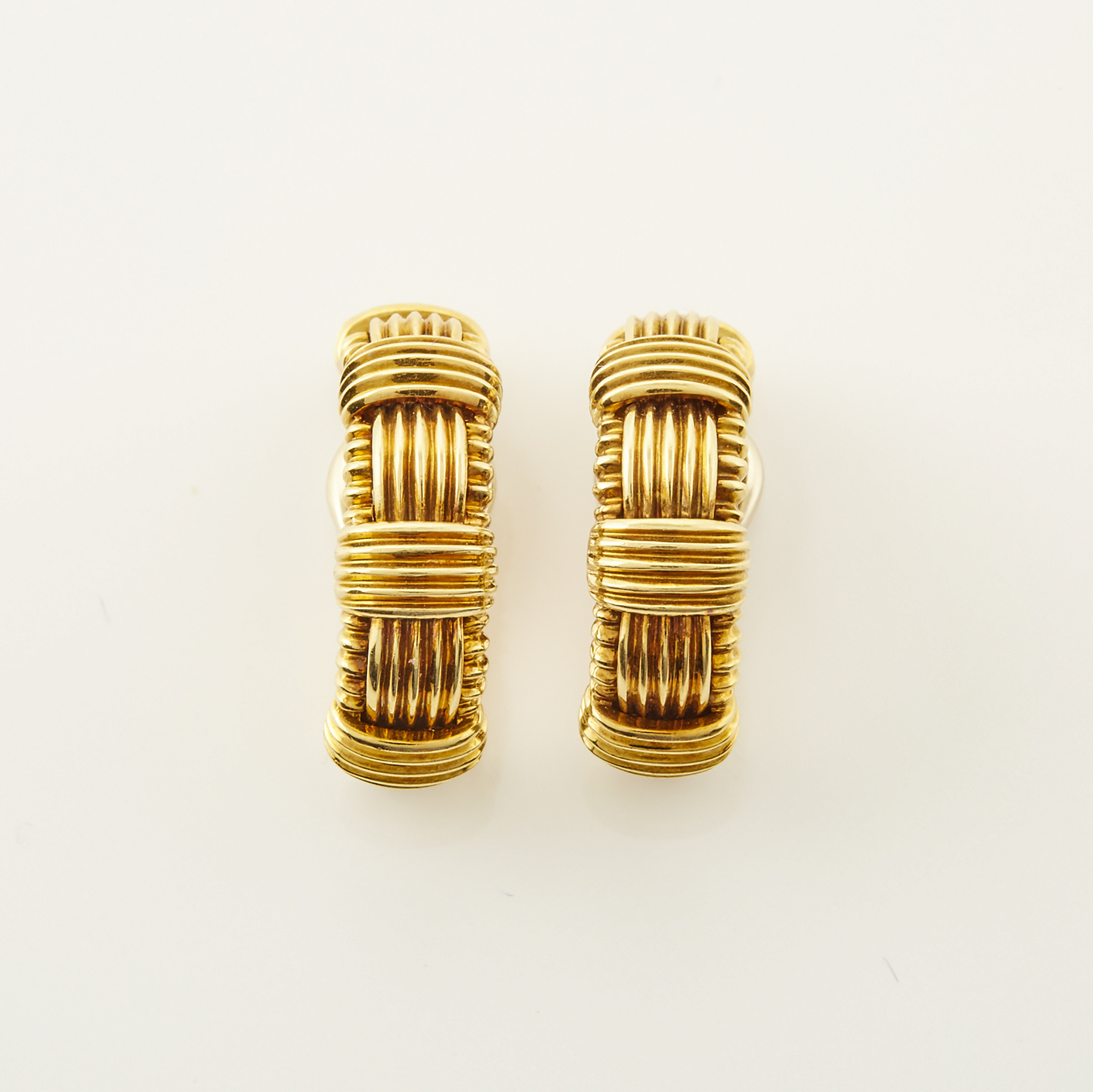 Pair of Italian 18k Yellow Gold Half Hoop Earrings