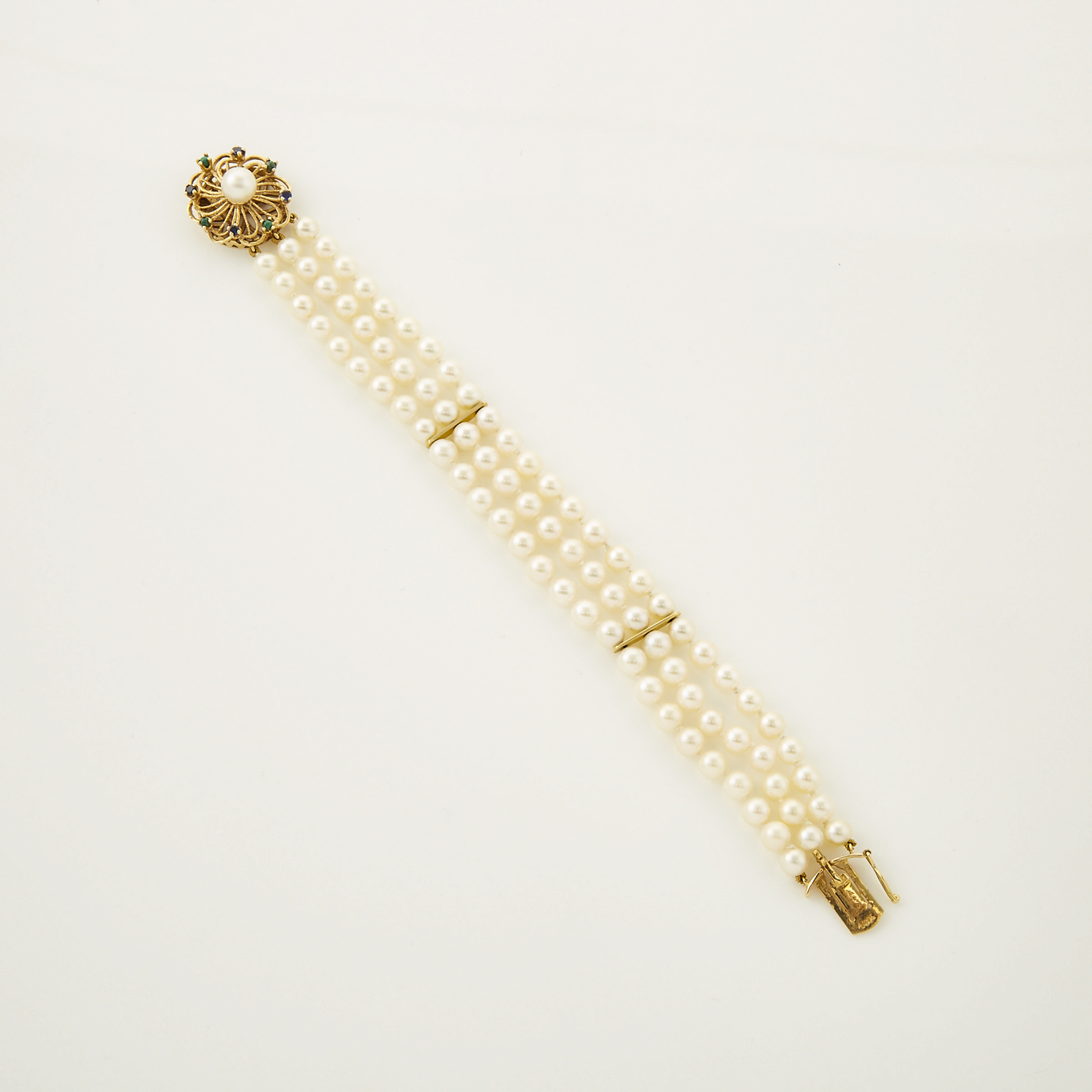 Triple Strand Cultured Pearl Bracelet 