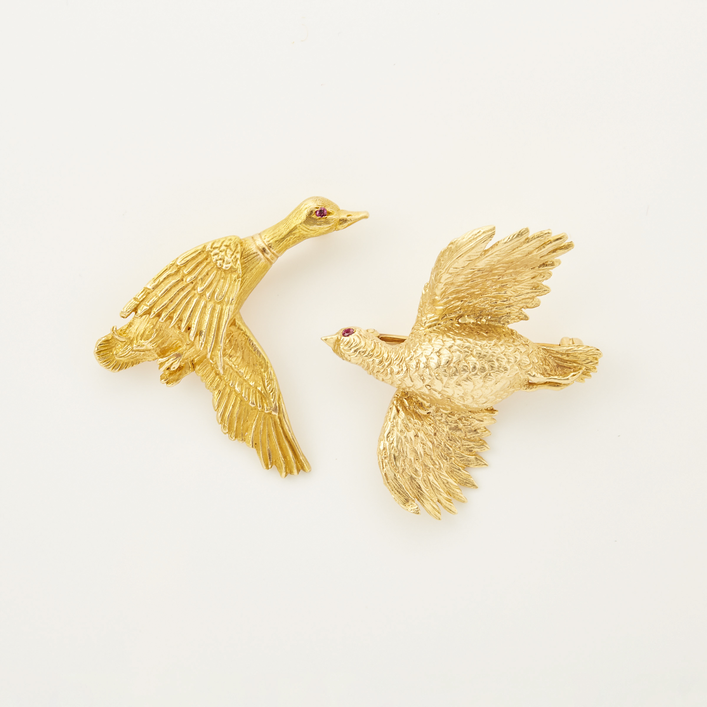 2 x 14k Yellow Gold Brooches