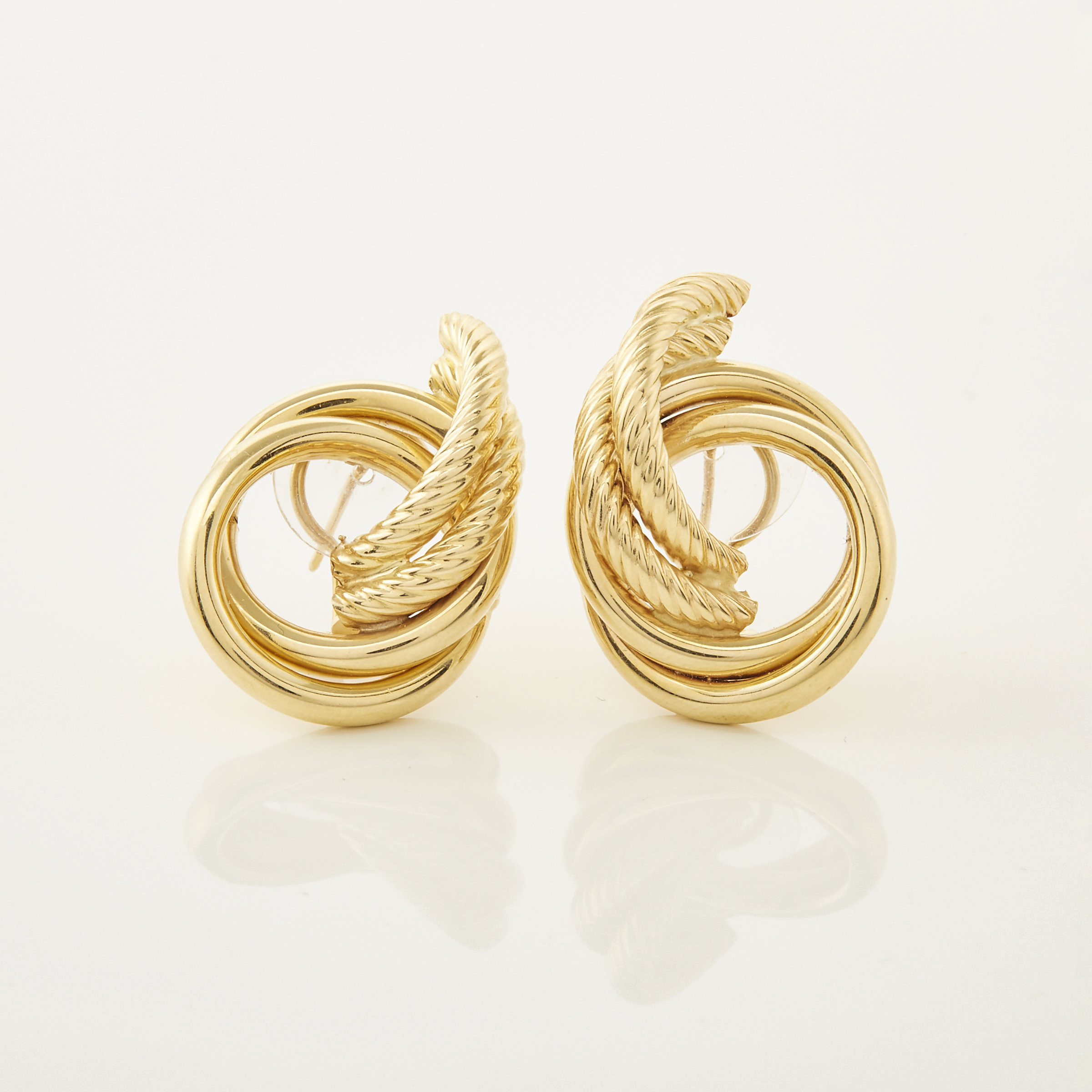 Pair of 14k Yellow Gold Swirl Earrings