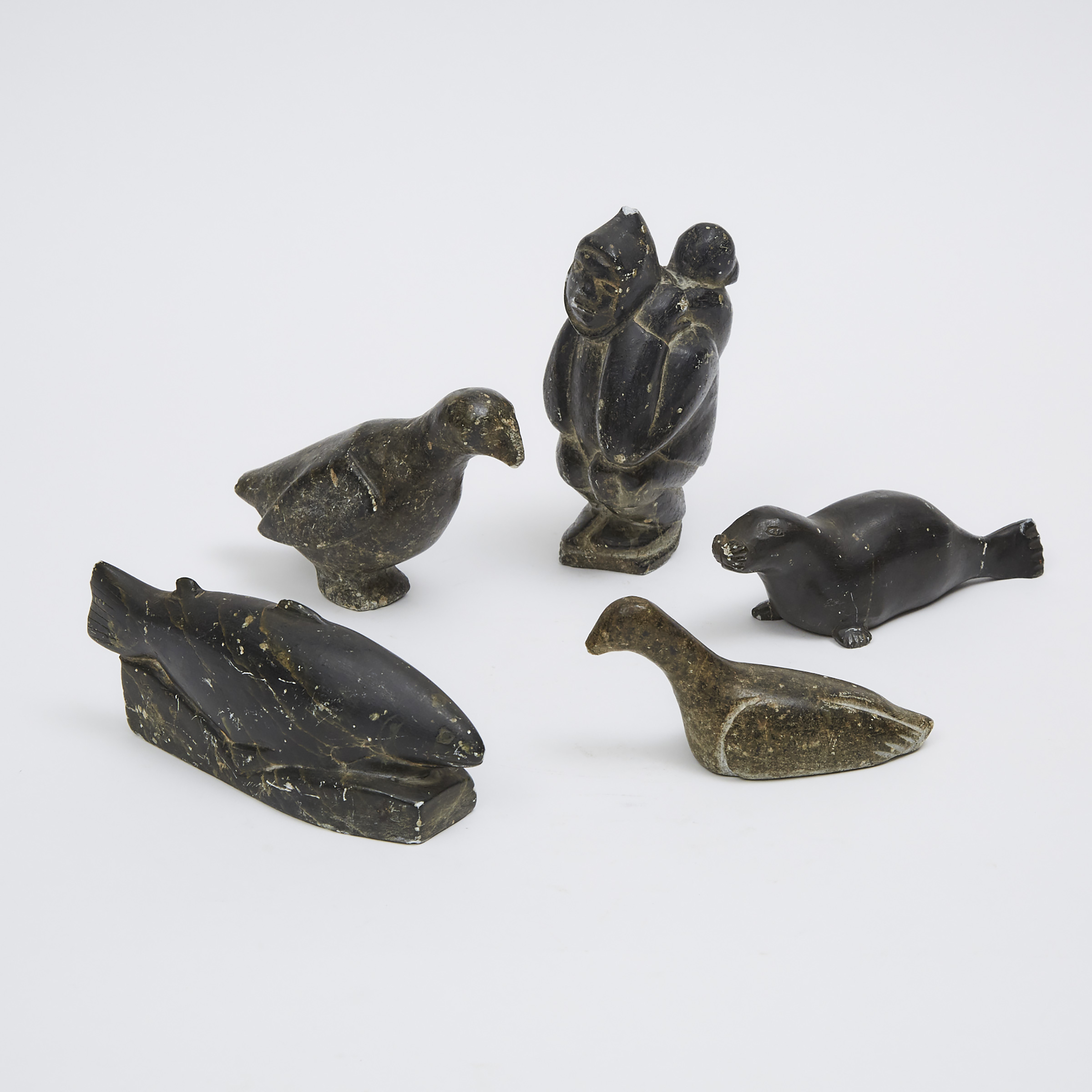 COLLECTION OF  SMALL INUIT STONE CARVINGS
