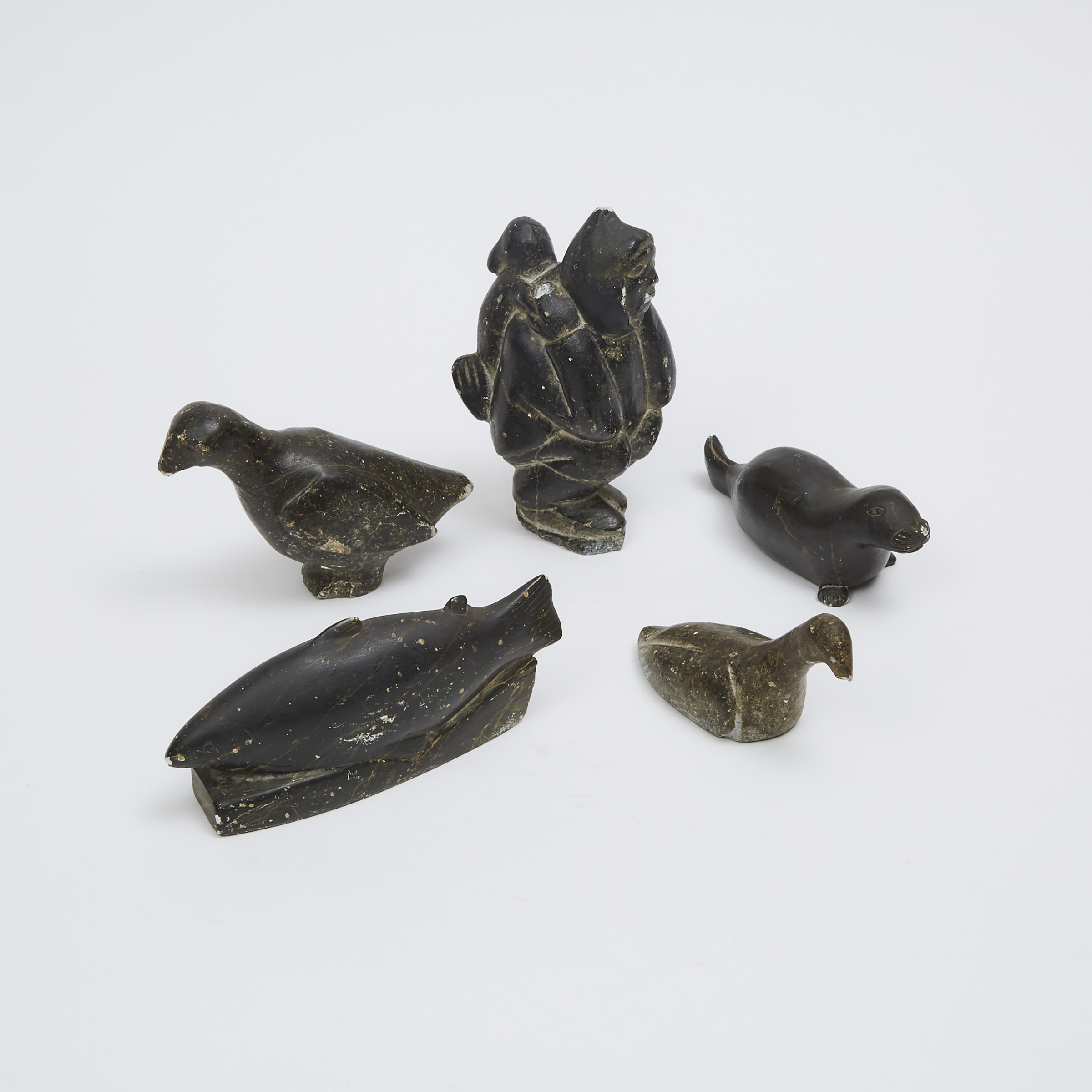 COLLECTION OF  SMALL INUIT STONE CARVINGS