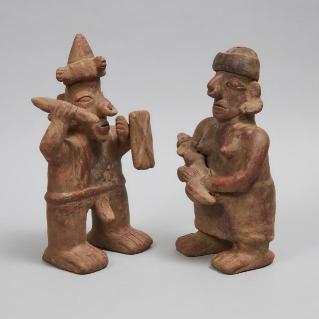 Large Nayarit Ixtlán del Río style Pottery Couple, West Mexico, 100 B.C. - 300 A.D.