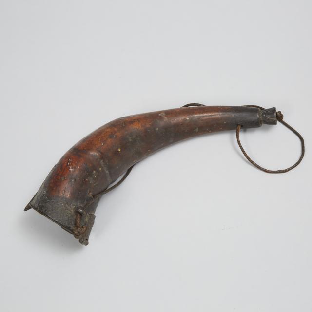Three Powder Horns Heat Branded 'S. Burrell', late 18th/early 19th century