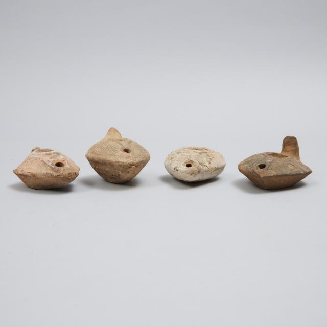 Four Roman Period Byzantine Pottery Oil Lamps, 200-500 A.D.