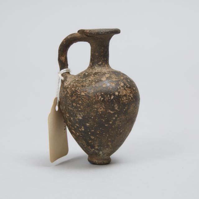 Middle Bronze Age Cypro-Phoenician Burnished Black Bucchero Pottery Juglet, Middle Bronze Age, 2000-1550 B.C.