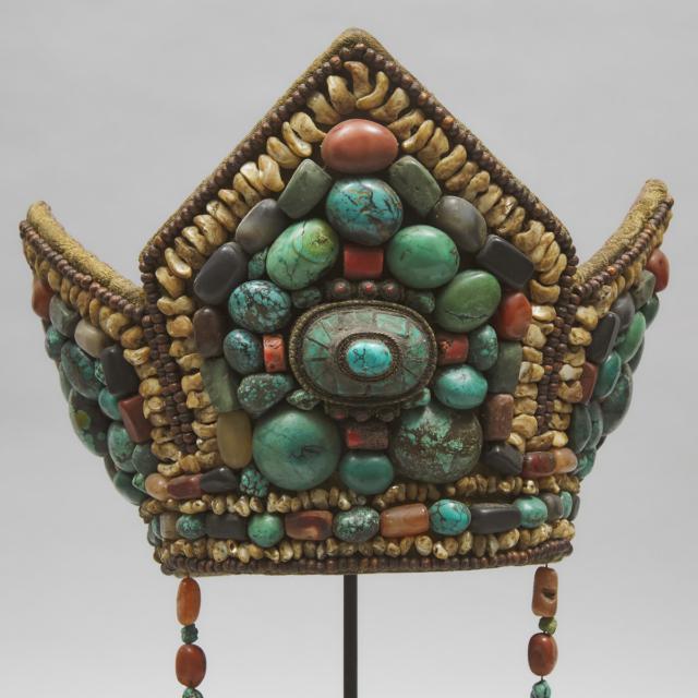 Tibetan Himalayas Ladakh Buddhist Lama's Ceremonial Crown, early 20th century